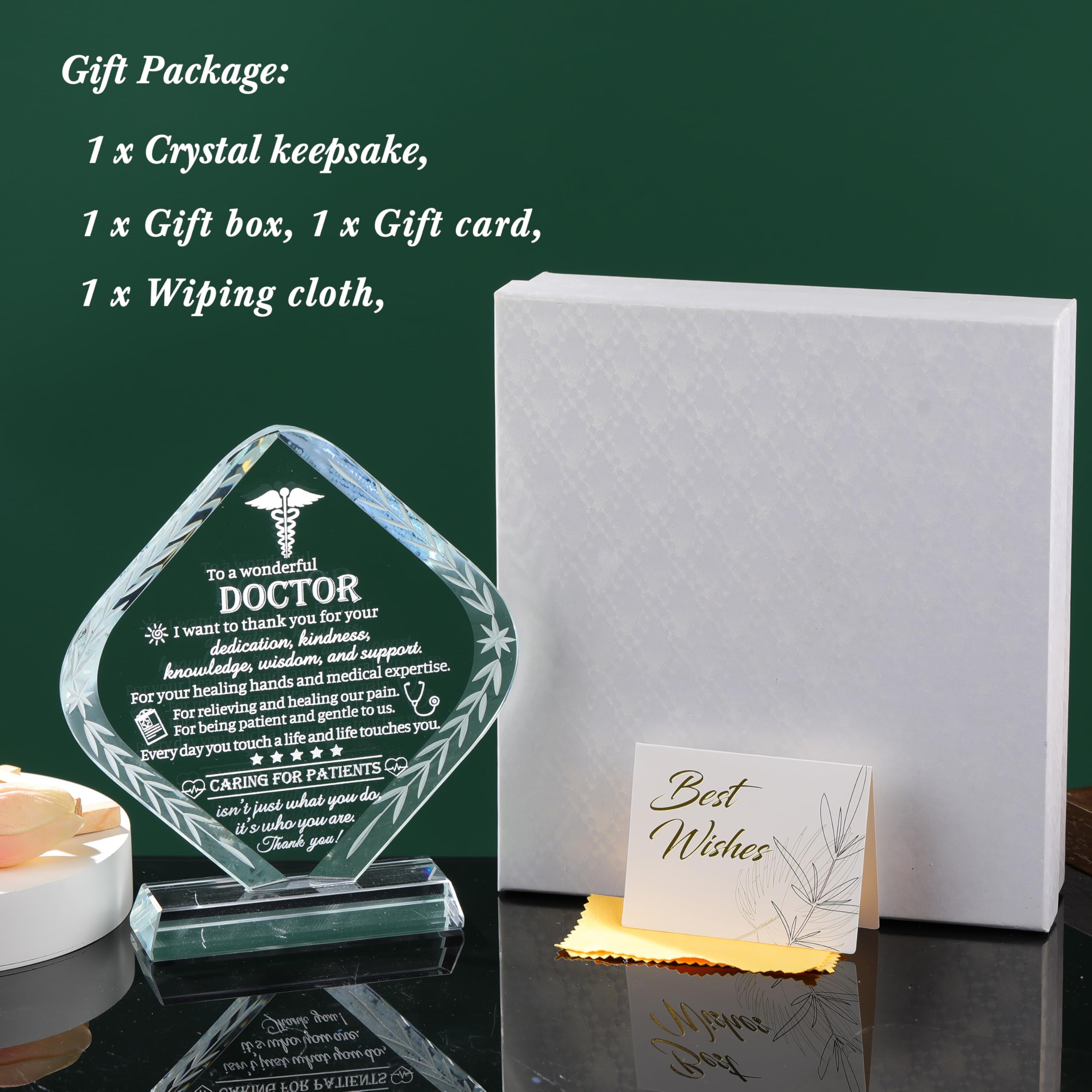 Movdyka Doctor Appreciation Gifts for Men Women Engraved Crystal Plaque Keepsakes Doctor Thank You Gift for Him Her Doctors Day Present Christmas Thanksgiving Birthday Retirement Best Dr. Decor