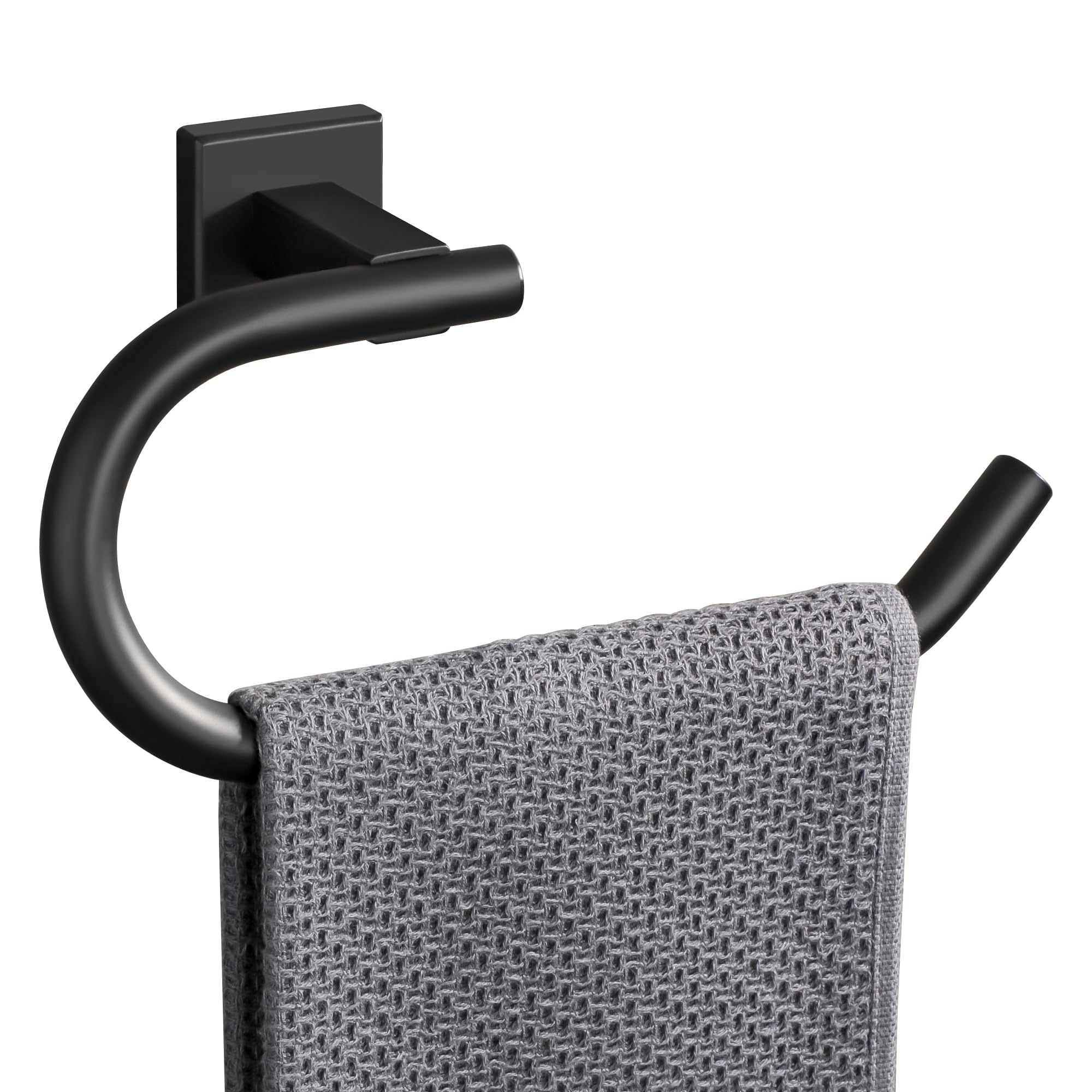 SAYAYO Black Towel Ring Hand Towel Holder Wall Mounted, Towel Rail for Bathroom Toilet Paper Holder, SUS304 Stainless Steel Waterproof & Rustproof