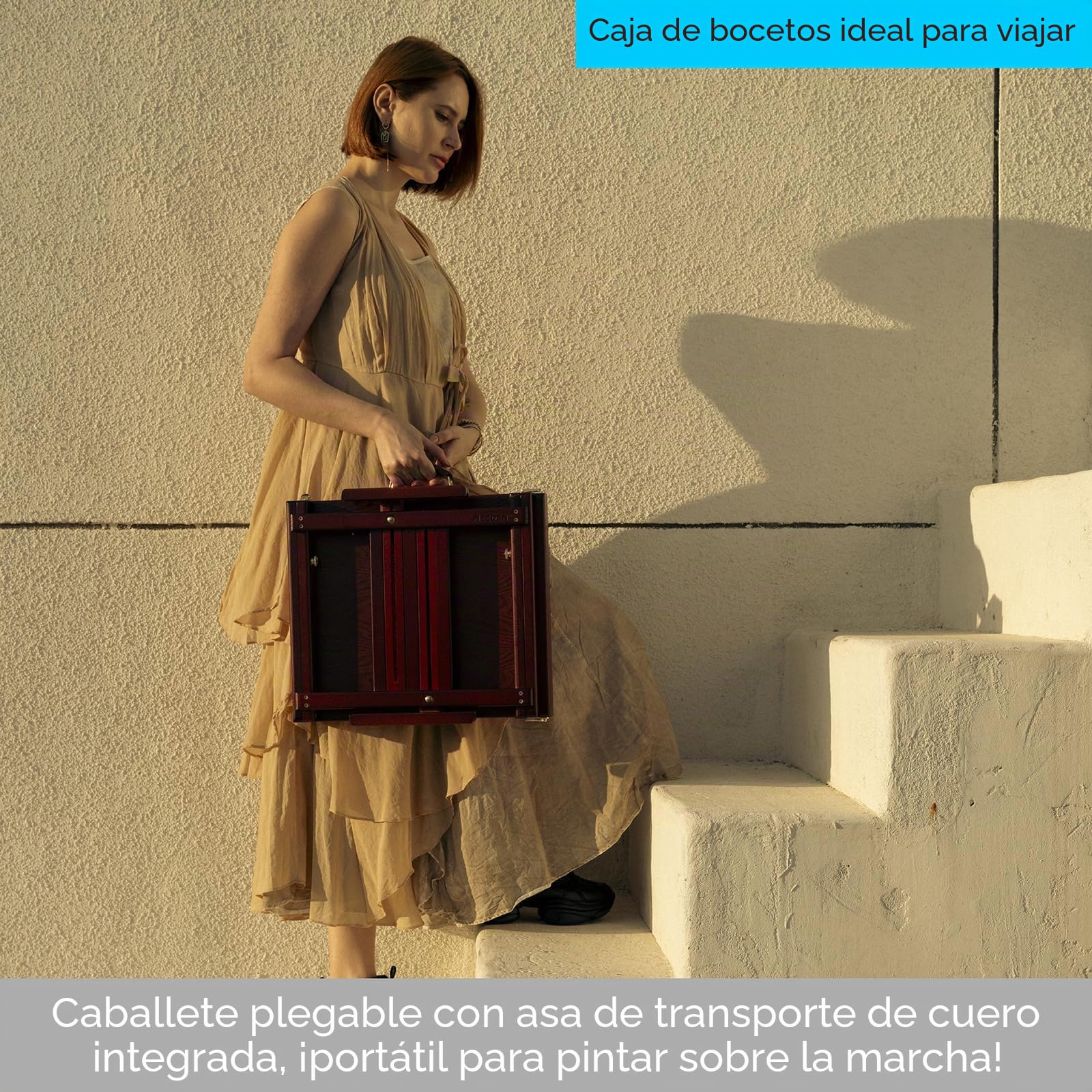 MEEDEN Caballete de mesa de estudio con cajón forrado de metal, caballete ajustable de madera de haya maciza y caballete de dibujo con almacenamiento,
