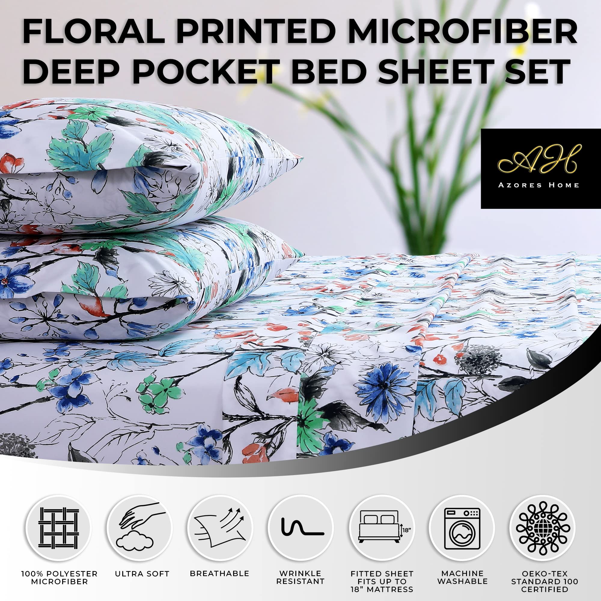 Hormee® Sheets Grant E Ones 100×200 cm Amazon.com: Azores Home Chloe Printed Deep Pocket Sheet Set Twin