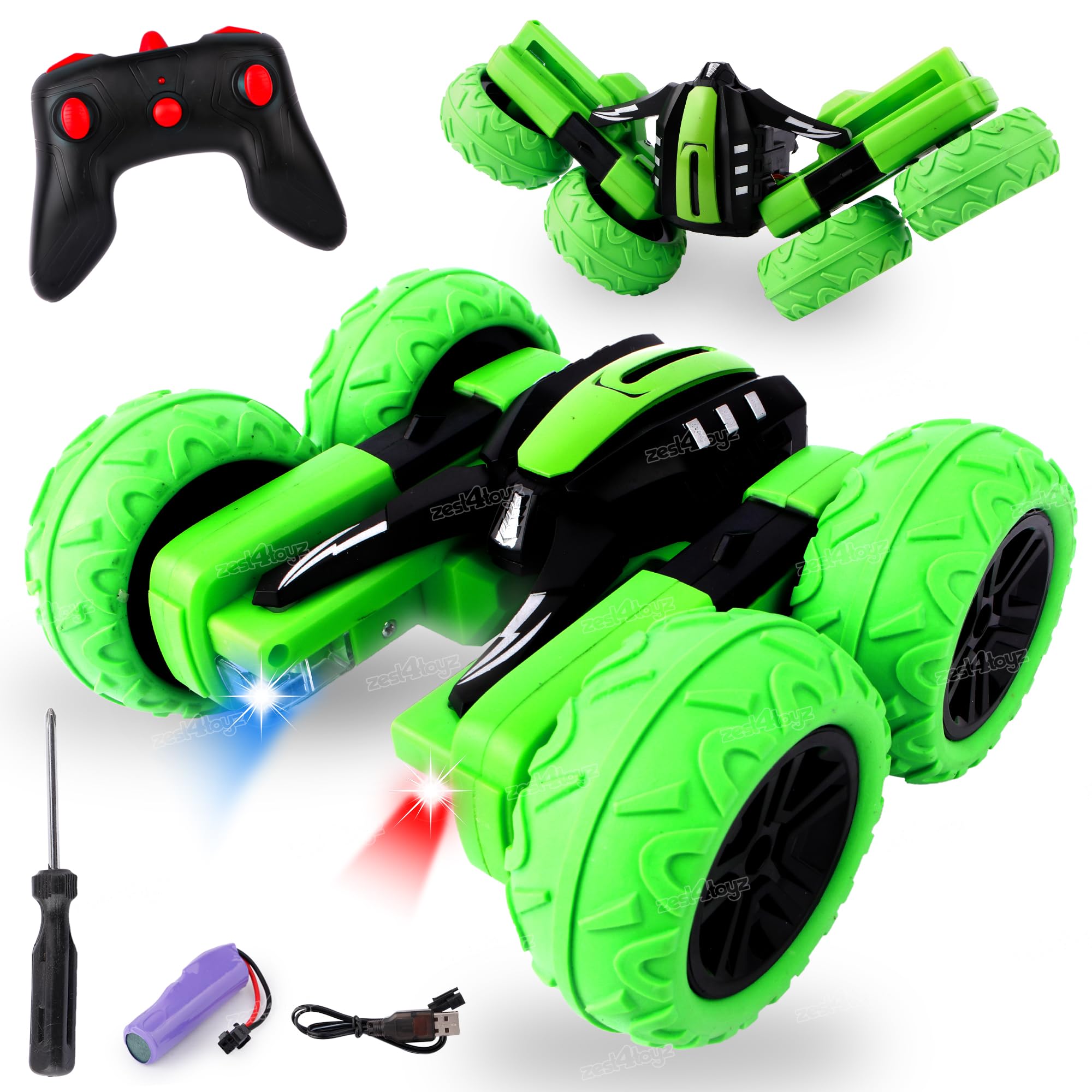 Zest 4 Toyz Remote Control Car Rechargeable RC Cars Stunt Car Double Sided Swing Arm 360° Flips Rotating 4WD Dance Car Toy Best Gift for Boys Girls - Red (B0C96W43VS) Amazon Price History, Amazon Price Tracker