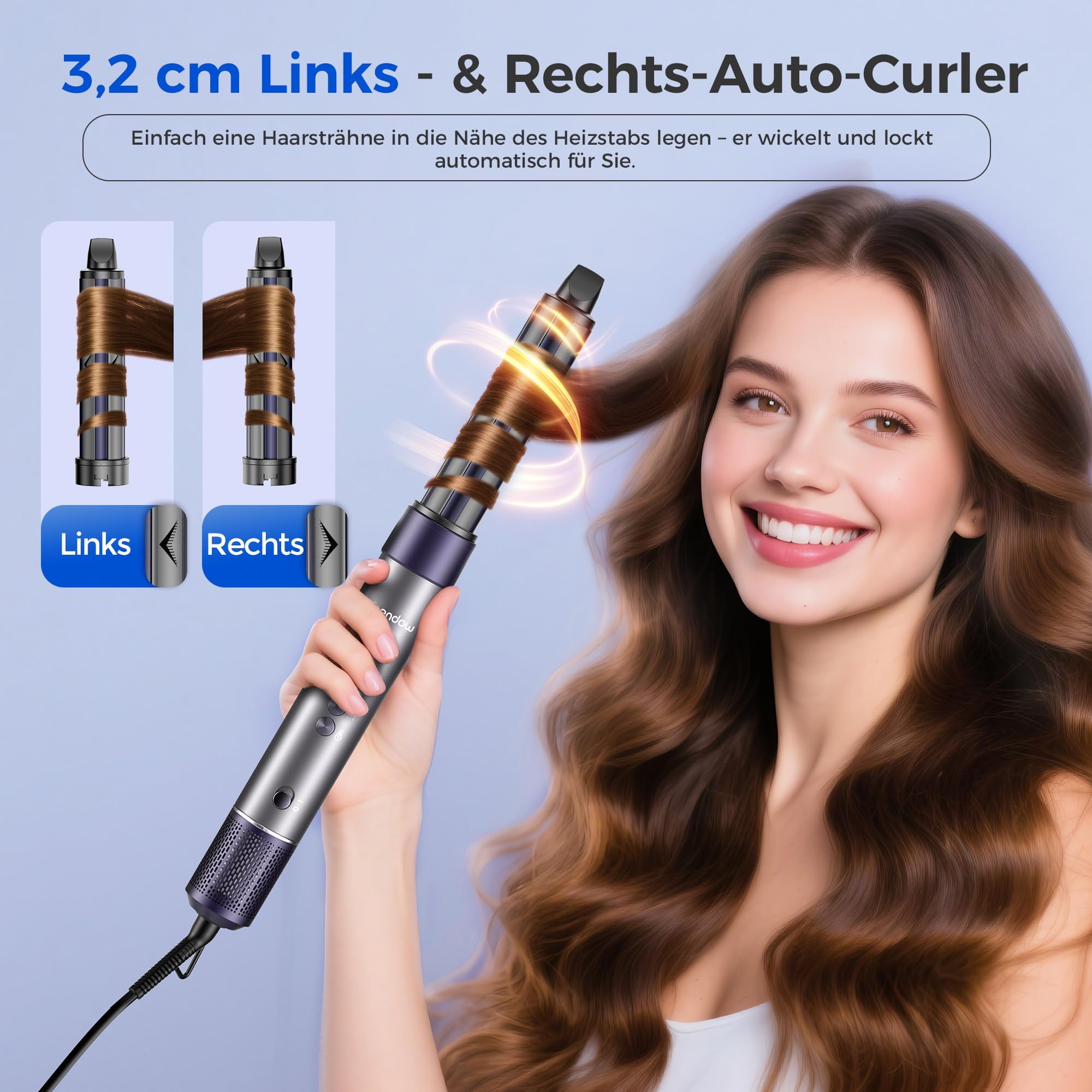 Teendow Airstyler zestaw do stylizacji włosów 7 w 1 z torbą do przenoszenia – automatyczna lokówka, Beach Waves Styler, suszarka jonowa, suszarka do włosów, okrągła suszarka do włosów i prostownica