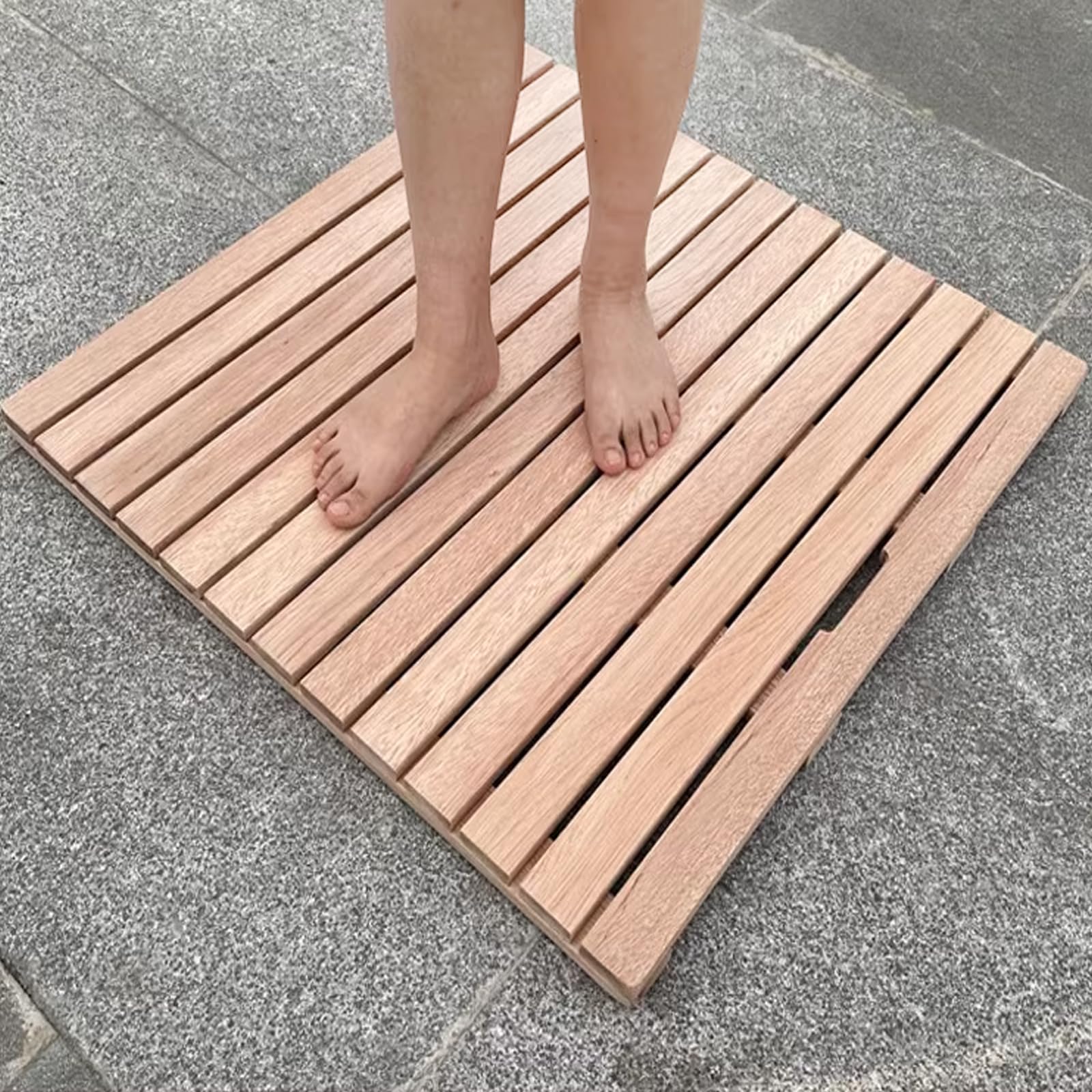 Non Slip Bamboo Bath Mat,Natural Duckboard Bath Mat,Rectangular Wooden Bath Mat,Duck Board,Wooden Shower Mat,Kitchen Mat,Shower Room Waterproof Bathroom Shower Mat,for Spa,Sauna (30x30cm/12x12in)