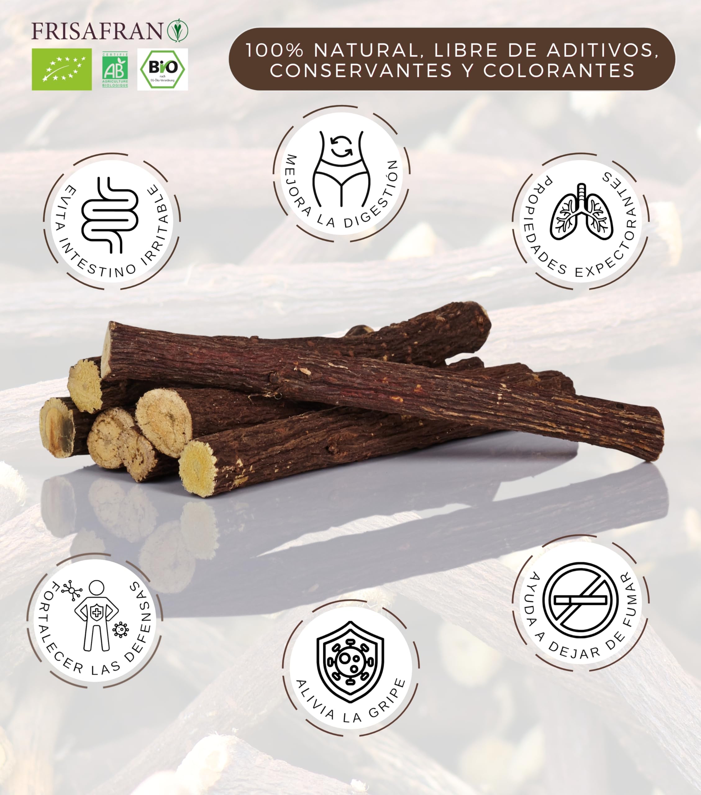 Regaliz de palo seco deshidratado natural ecológico 50g