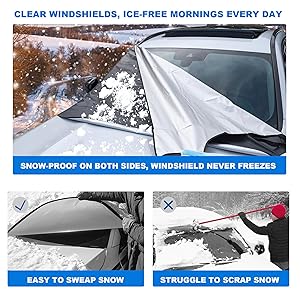 Eamefia Windshield Cover for Ice and Snow,New Upgraded Heavy Duty 600D Windshield Snow Cover,Extra Large Size (75"x45"),Windproof Winter Frost and Deicing Awning Suitable Fzor Cars, Trucks, SUVsL