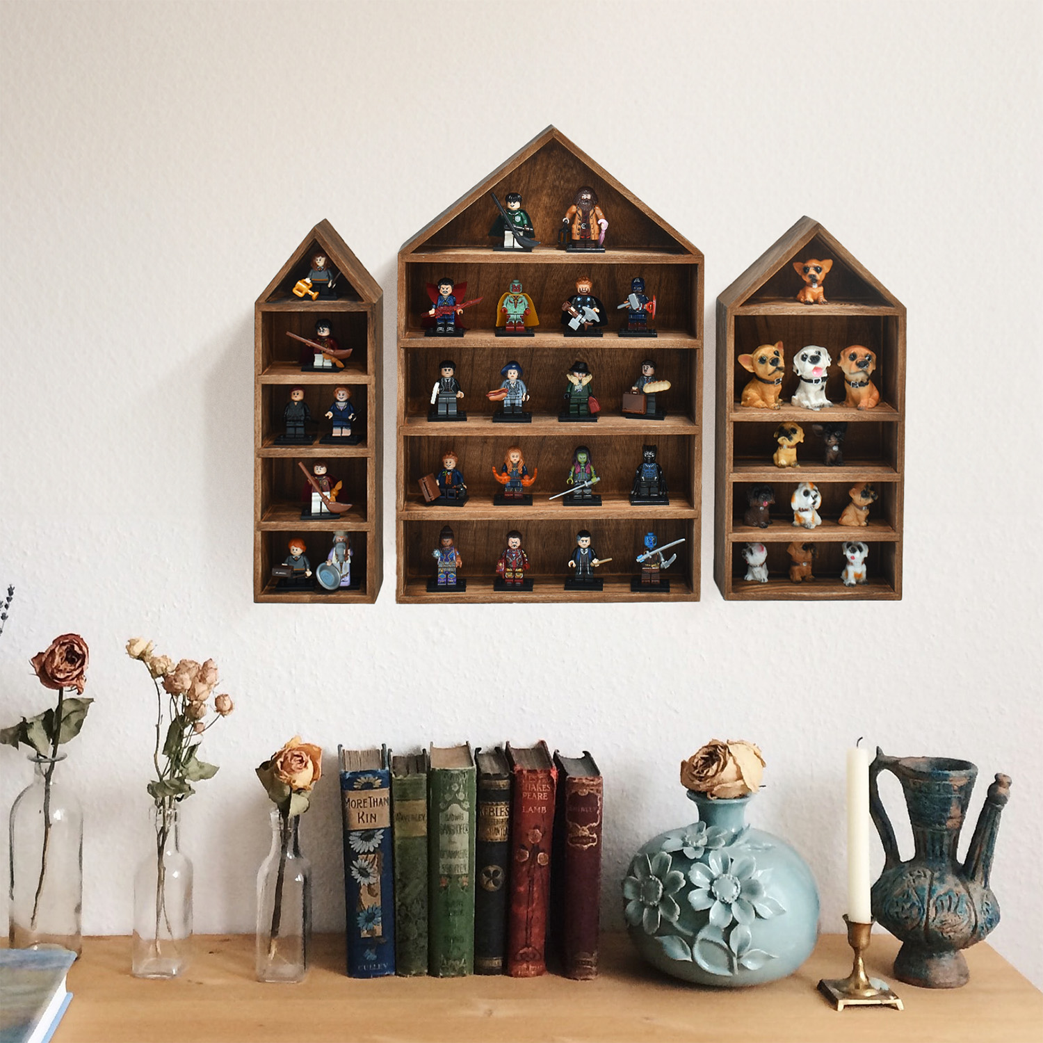 Amazon.com - Ikee Design 3 Pcs Set House-Shaped Shelf Wooden