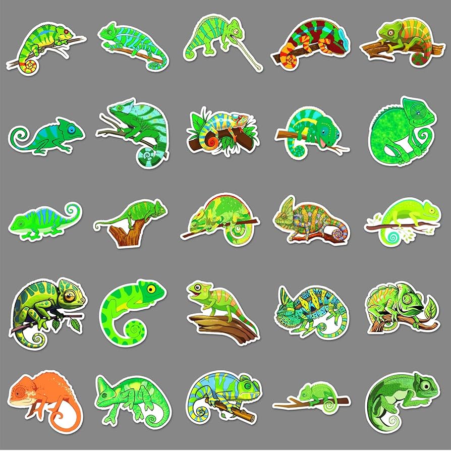 Amazon | カメレオンシール50枚、水瓶シールは青少年、ビニル