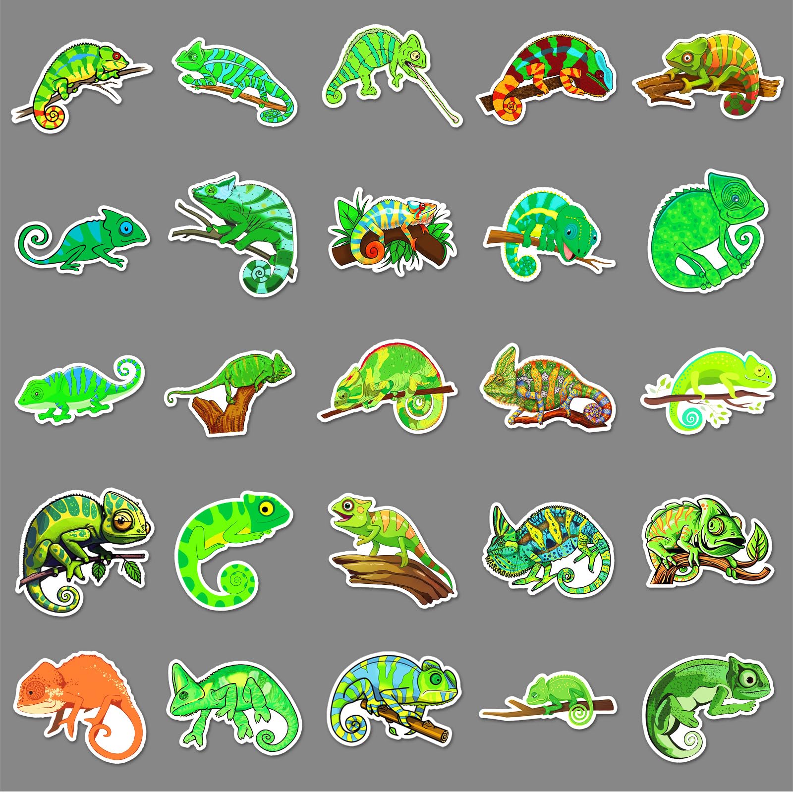 50 Pcs Cute Chameleon Stickers for Kids Teens Adults Boys Girls Gift,Stickers Pack for Laptop,Skateboard,Luggage,Car,Bike - Image 2