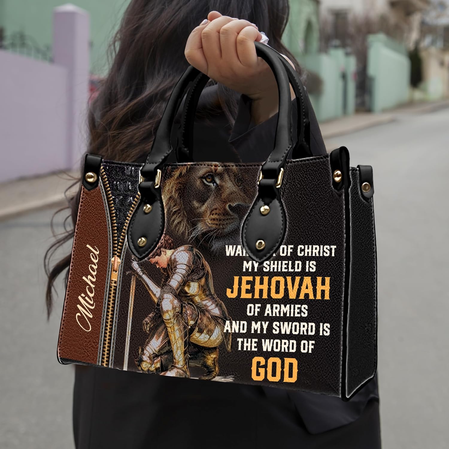 Personalized Christian Leather Handbag, Jesus Christian Tote Bag, Bible Purse, Religious Bags Gift for Mom, Women - Image 2