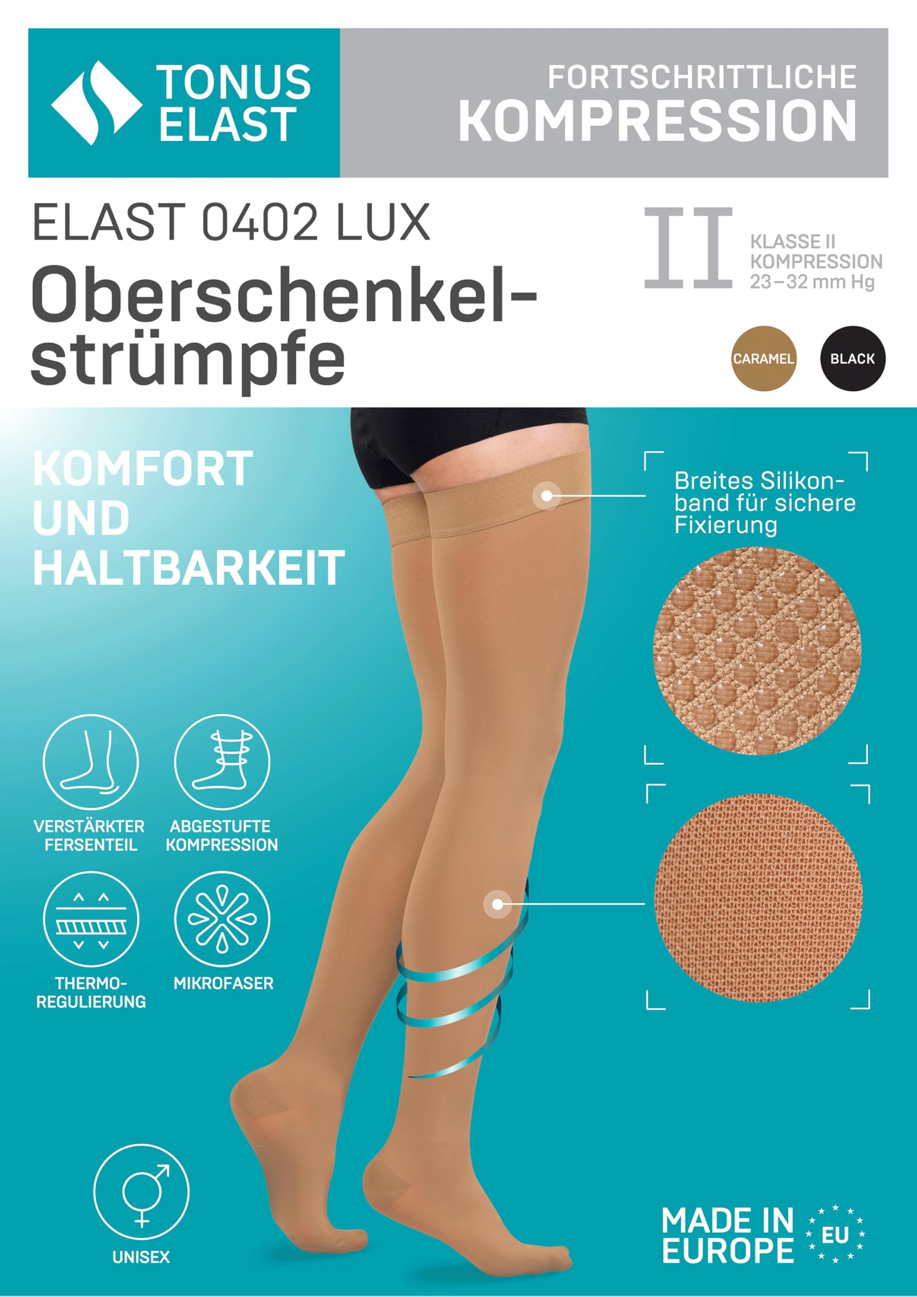 TONUS ELAST 23-32 mmHg Kompressionsstrümpfe | Geschlossene Zehen, KKL2 Stützstrümpfe für Damen & Herren, Medizinische Thrombosestrümpfe, Klasse 2 bei Krampfadern