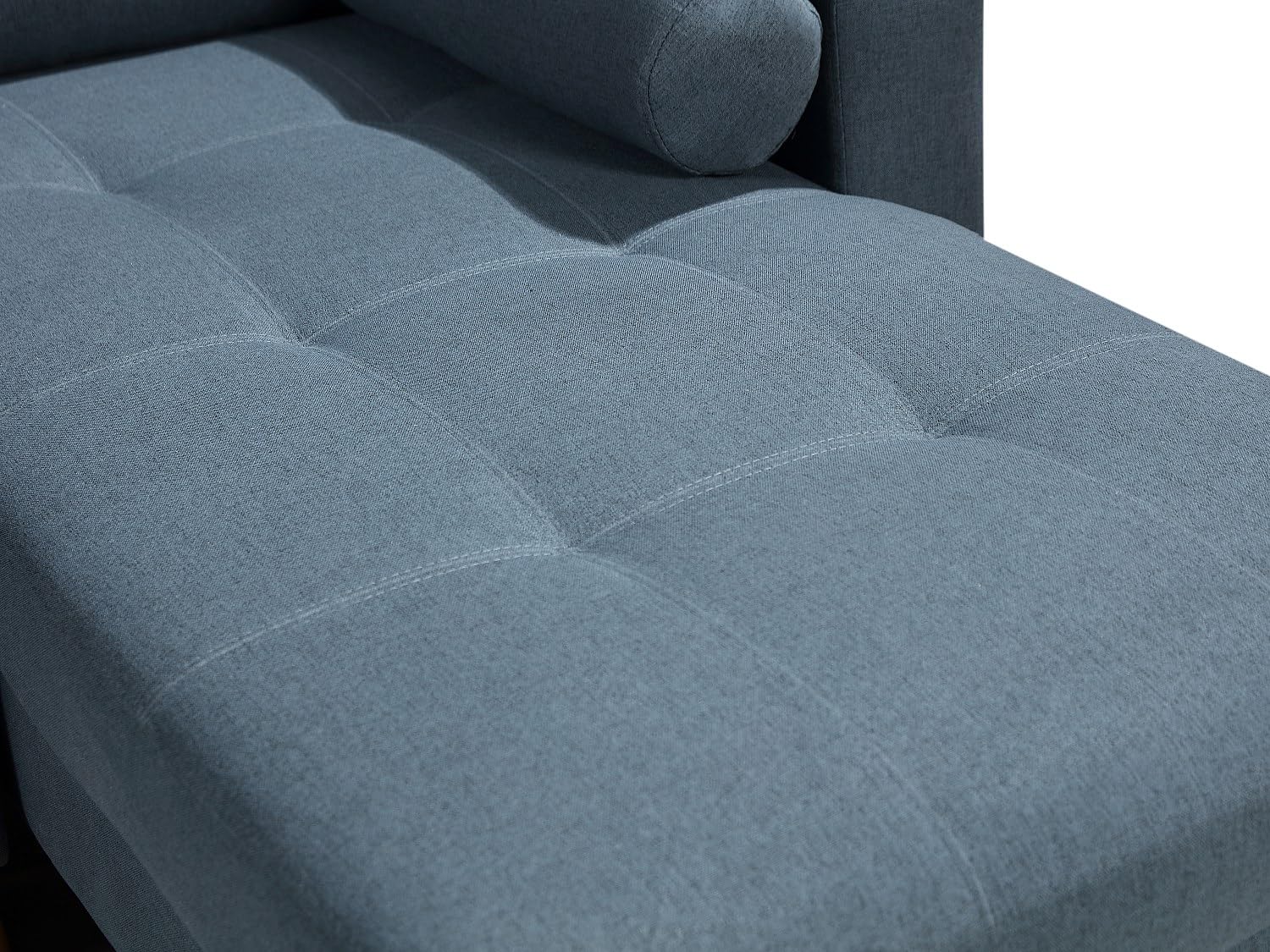 Vente-unique - Divano letto angolare reversibile con contenitore in Tessuto Verde petrolio - KORI