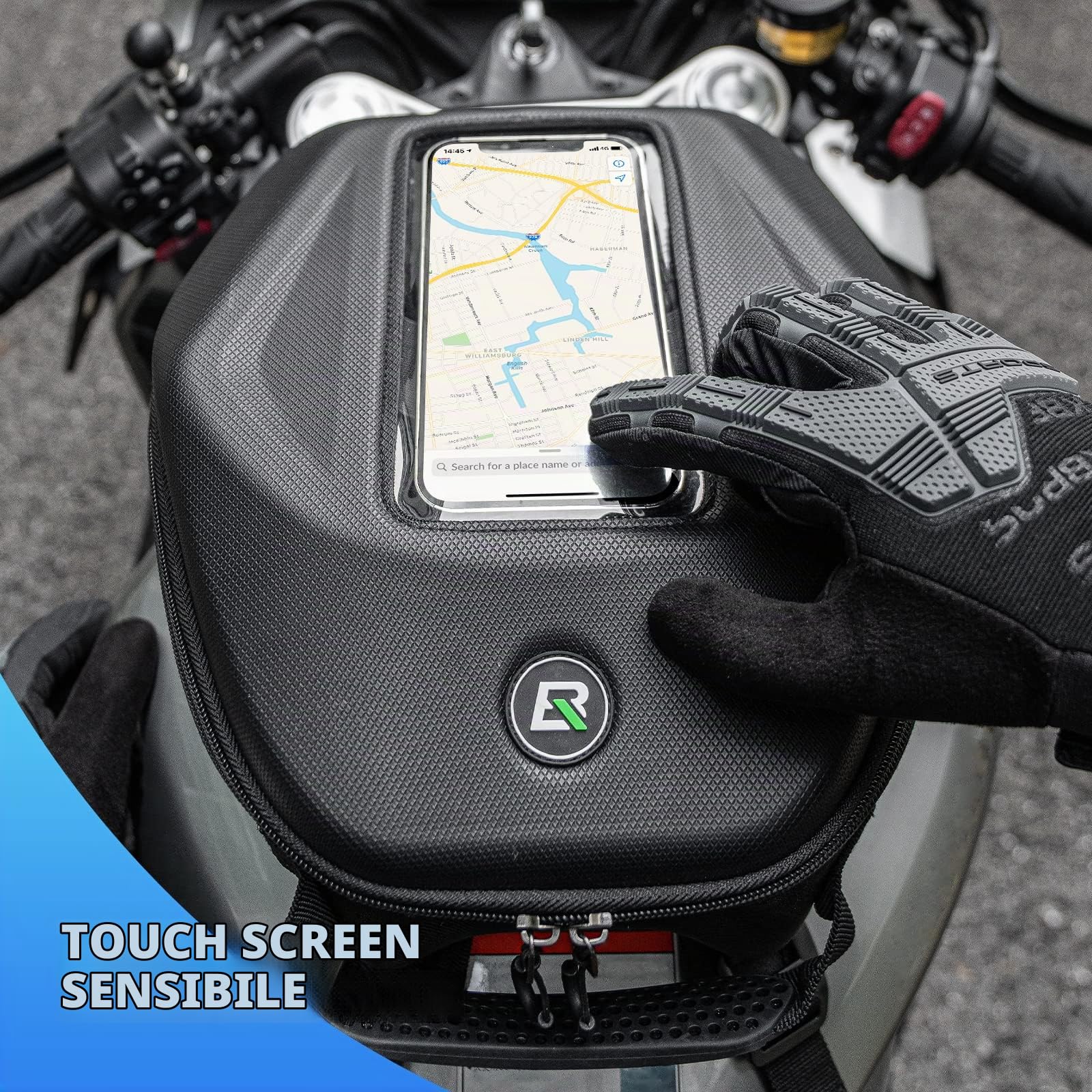 ROCKBROS Borsa Rigida da Serbatoio Moto, Zaino Impermeabile con Copertura Antipioggia, con Porta Cellulare TPU Touchscreen, Grande Capacità 7L, Riflettenti, Accessori Moto
