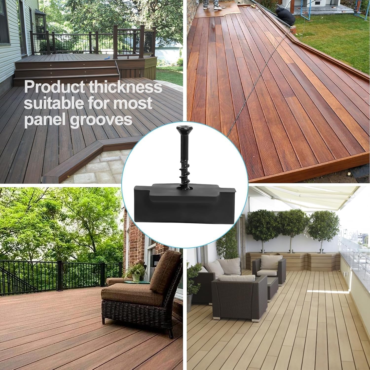 Hidden Deck Fasteners for Composite Decking Boards (1000 Pcs) – Universal Plastic Fasteners with Screws for Easy Installation of Composite Deck Boards