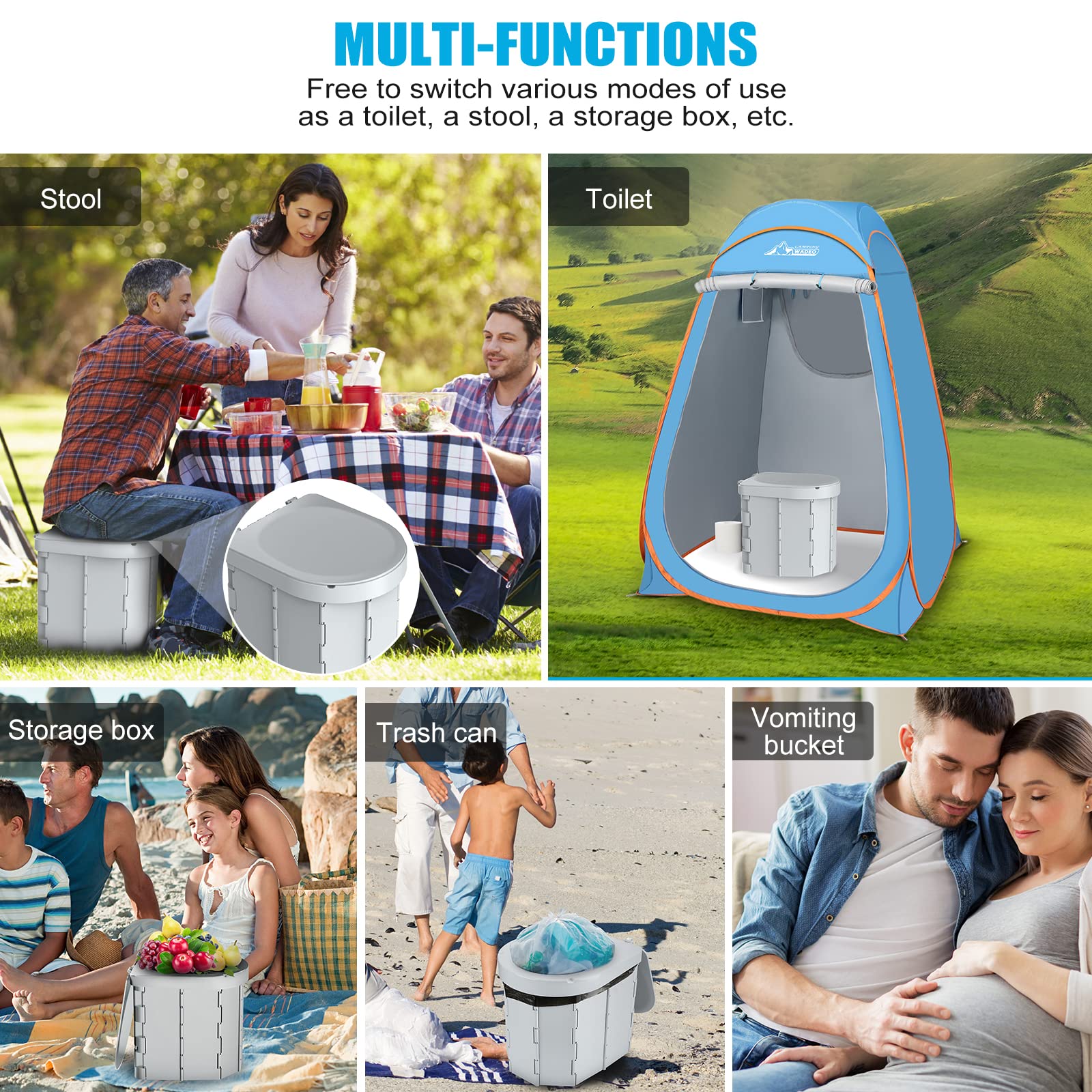 Amazon.com: Portable Camping Toilet, Folding Toilet for Adults 