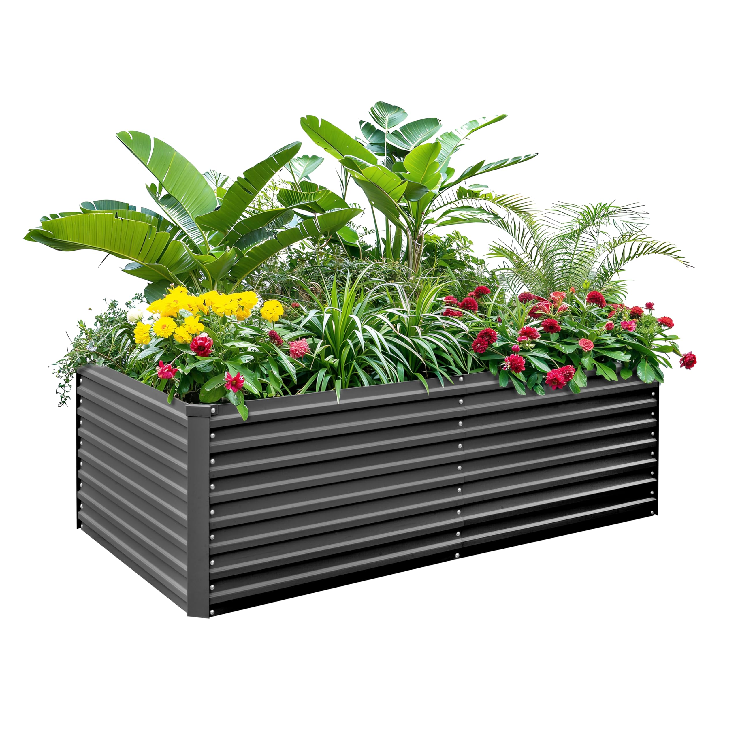 BUTUNITA Galvanized Raised Garden Bed Black