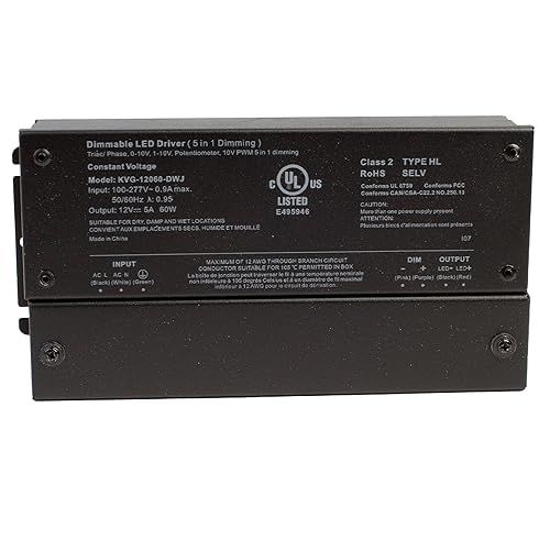 Controlador LED regulable con certificación UL, 12 V, 60 W, 110 V, 277 V, clase 2, triac, 0-10 V, transformador, fuente de alimentación de voltaje