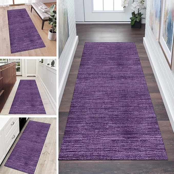 Carpet Runner Rug for Kitchen Hallway Non Slip Purple 1'3