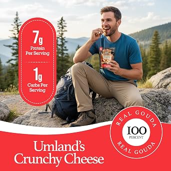 Umlands Crunchy Cheese Gouda (1 1.9 oz Bag) | 100% Real Wisconsin Cheese, Keto, Low-Carb, High-Protein, Gluten-Free, Shelf-Stable Snack