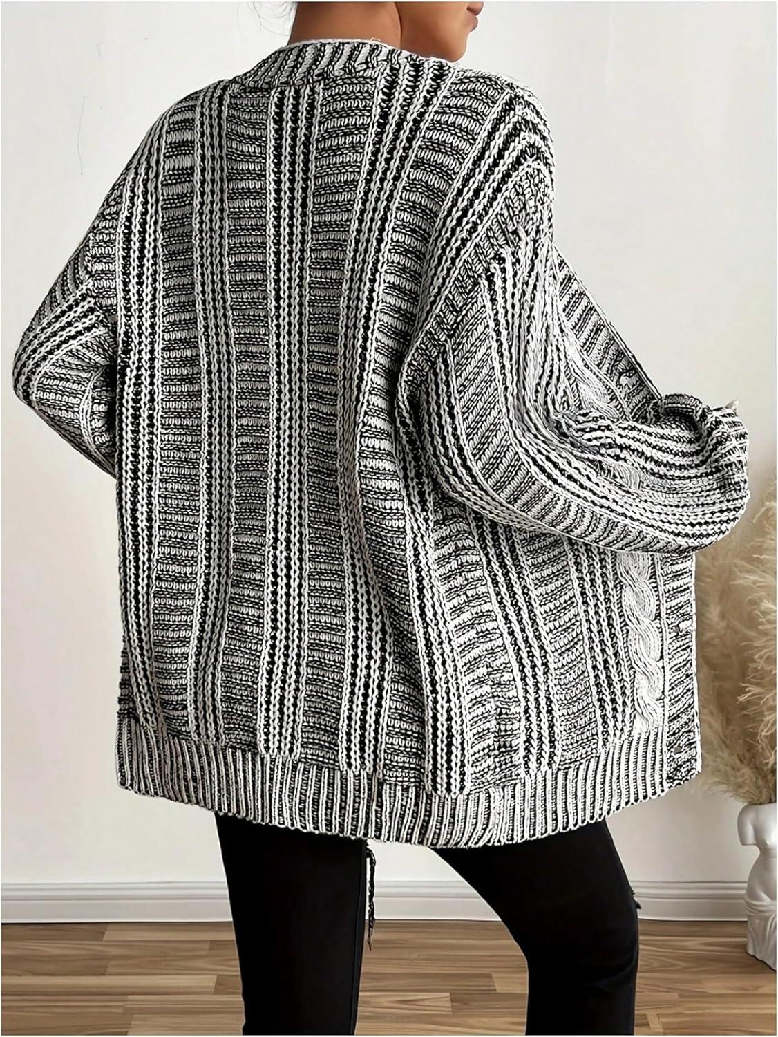 SOLY HUX Women's Plus Size Cardigan Sweater Open Front Long Sleeve Button Down Chunky Knit Outerwear - Image 2