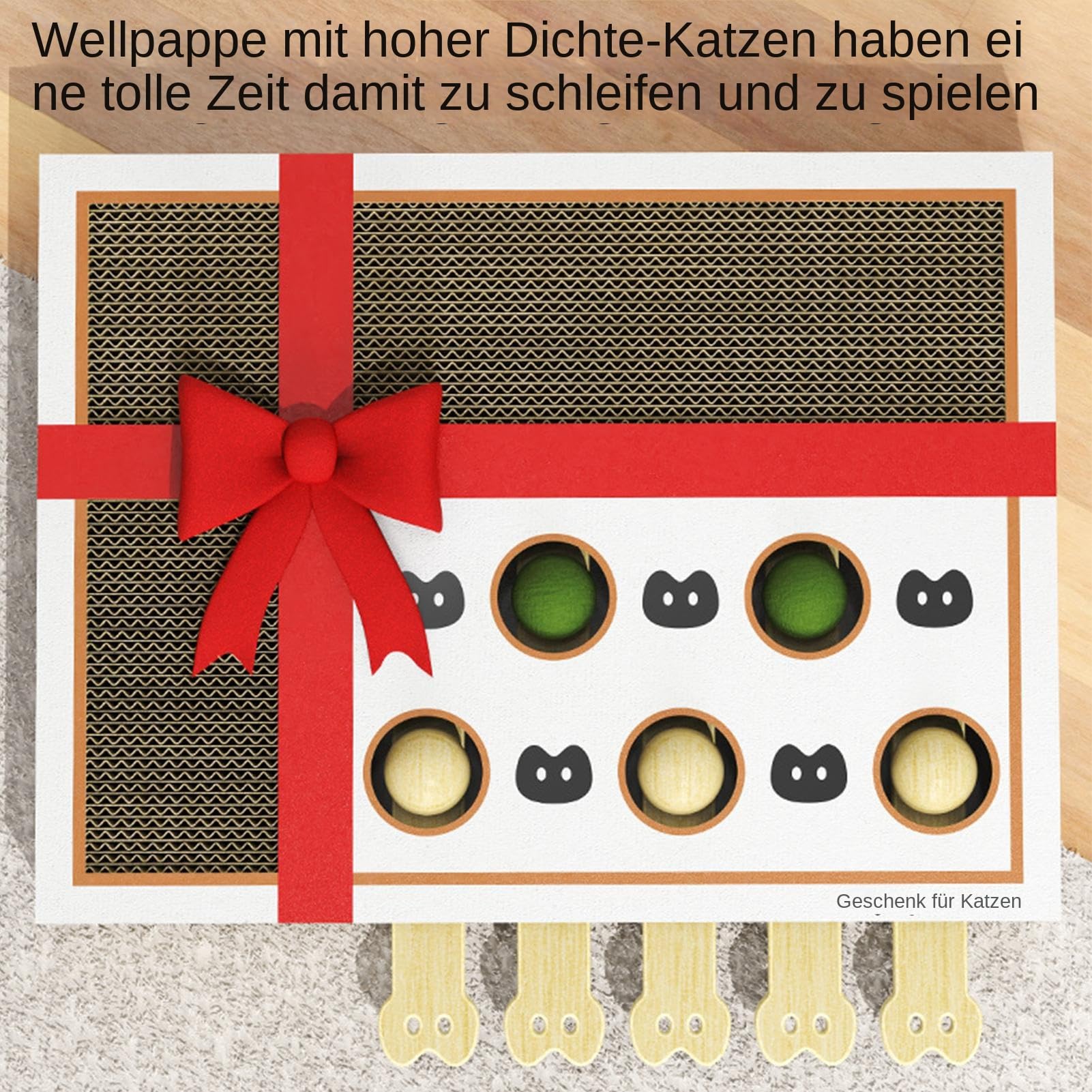 Knowlife Katzen Puzzle Spielzeug Interaktives Kratzbrett Mit Hüpfbällen