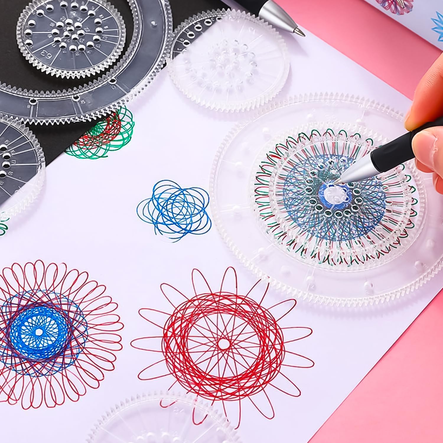 MEISH 22Pcs Spirograph Drawing Set Geometric Spiral Stationery Tool Drawing Painting Graphics Stencils for Kids - Image 4