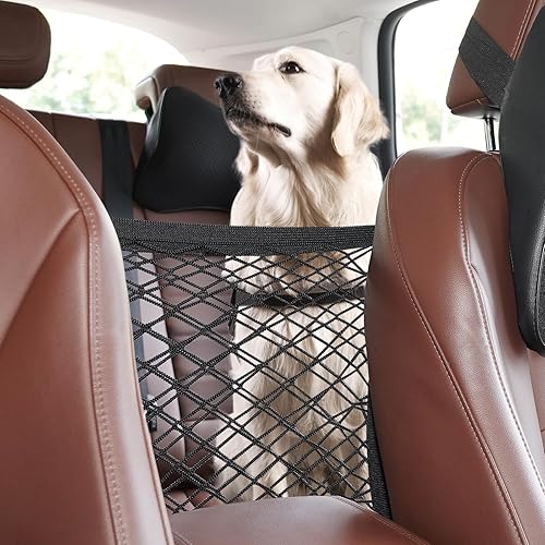 Miniatura 9 de rabbitgoo Barrera de red para perros para SUV, barrera para mascotas con ganchos de metal y malla elástica, divisor de automóvil y bolsa de
