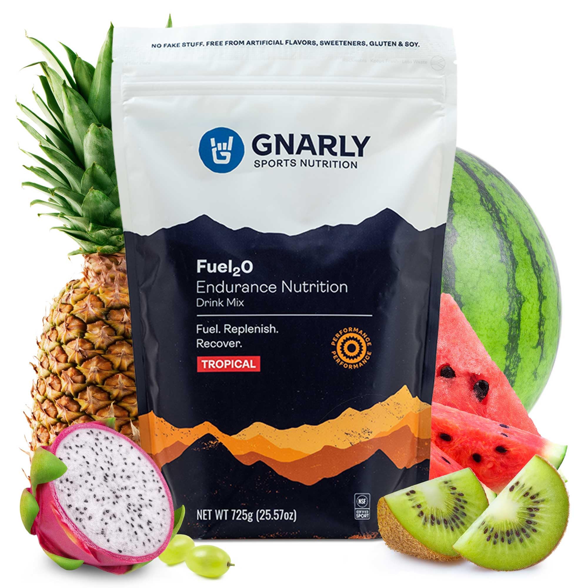 Gnarly NutritionFuel2O Electrolyte Powder, Tropical – NSF Content Certified – Electrolyte Solution, Fuel, Replenishment, and Recovery – Fuel2O Endurance Nutrition – Tropical, 25.57 oz
