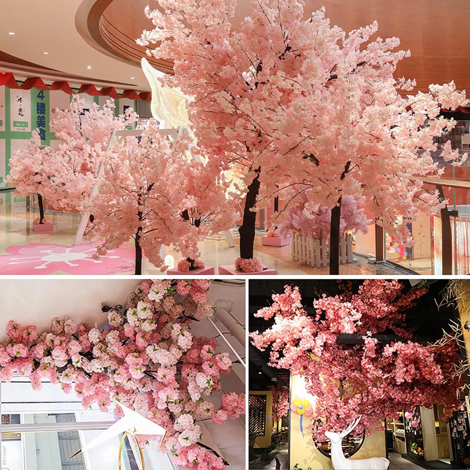 Große rosa künstliche Kirschblütenbäume, lebensechter künstlicher Kirschblütenbaum, gefälschter Sakura-Blumenbaum, perfekt für Party-Hochzeitsdekoration,1.8 * 1.5m