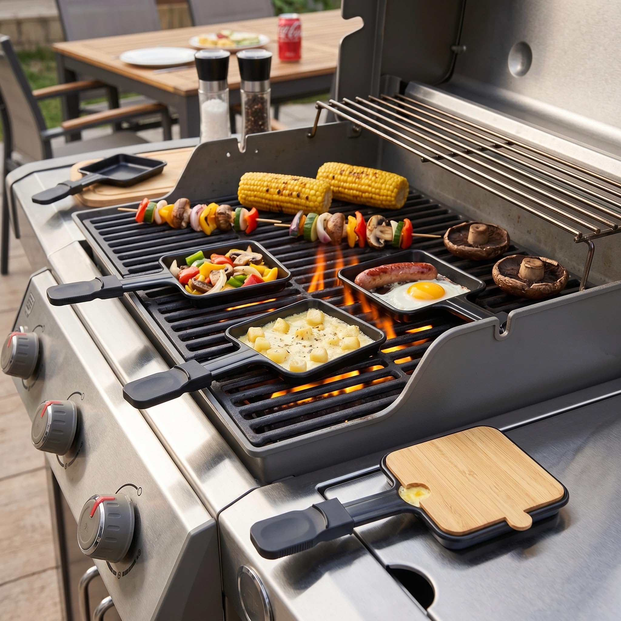 Mini parrilla con revestimiento antiadherente para queso, accesorios de fusión para bandejas de repuesto Raclette, platos de raclette, mini sartenes de raclette, forma cuadrada (4 piezas)
