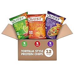 Quest Nutrition Tortilla Style Protein Chips Variety Pack, Chili Lime, Nacho Cheese, Loaded Taco, Low Carb, High Protein, Gluten Free, 1.1 oz (Pack of 12)