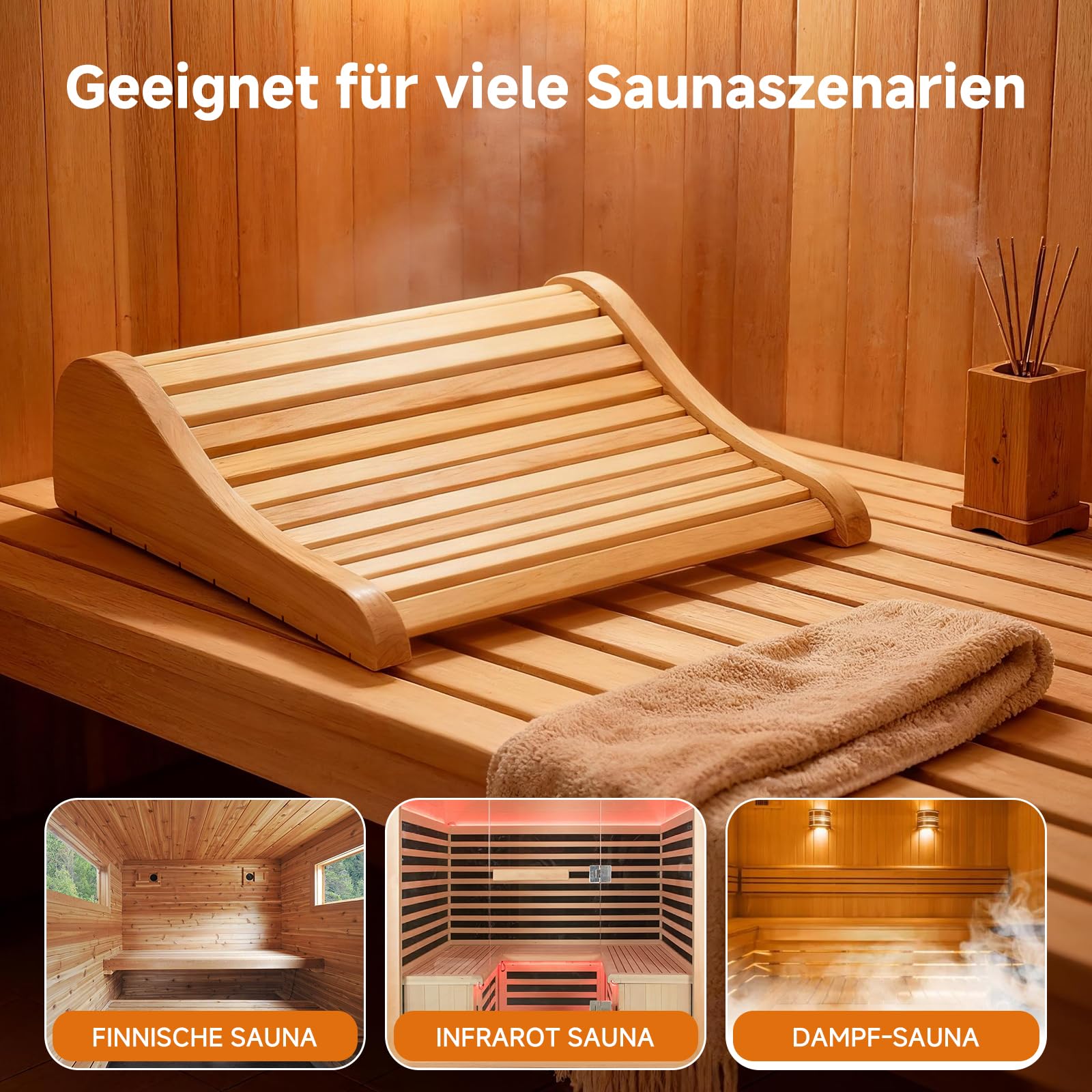 Drewniany zagłówek do sauny, ergonomiczny zagłówek do sauny, 100% naturalne drewno jodłowe, akcesoria do sauny, niska przewodność cieplna, niełatwy do złamania, relaks ramion i karku