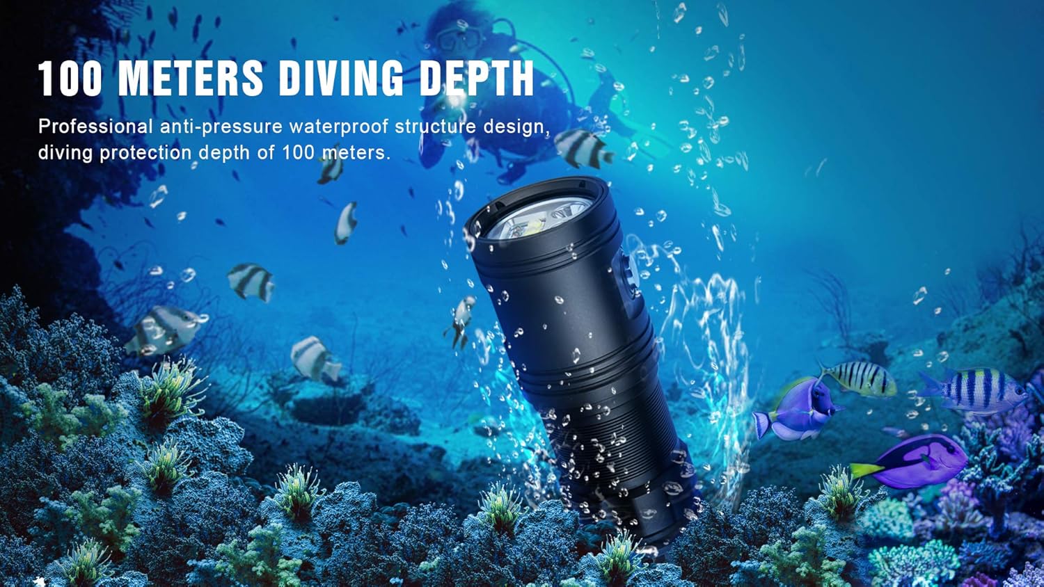 TrustFire DF30 150 Degree Diving Photography Video Flashlight 2350 Lumen Underwater Camera Dive Light with 32650 Rechargeable Battery: Sports & Outdoors