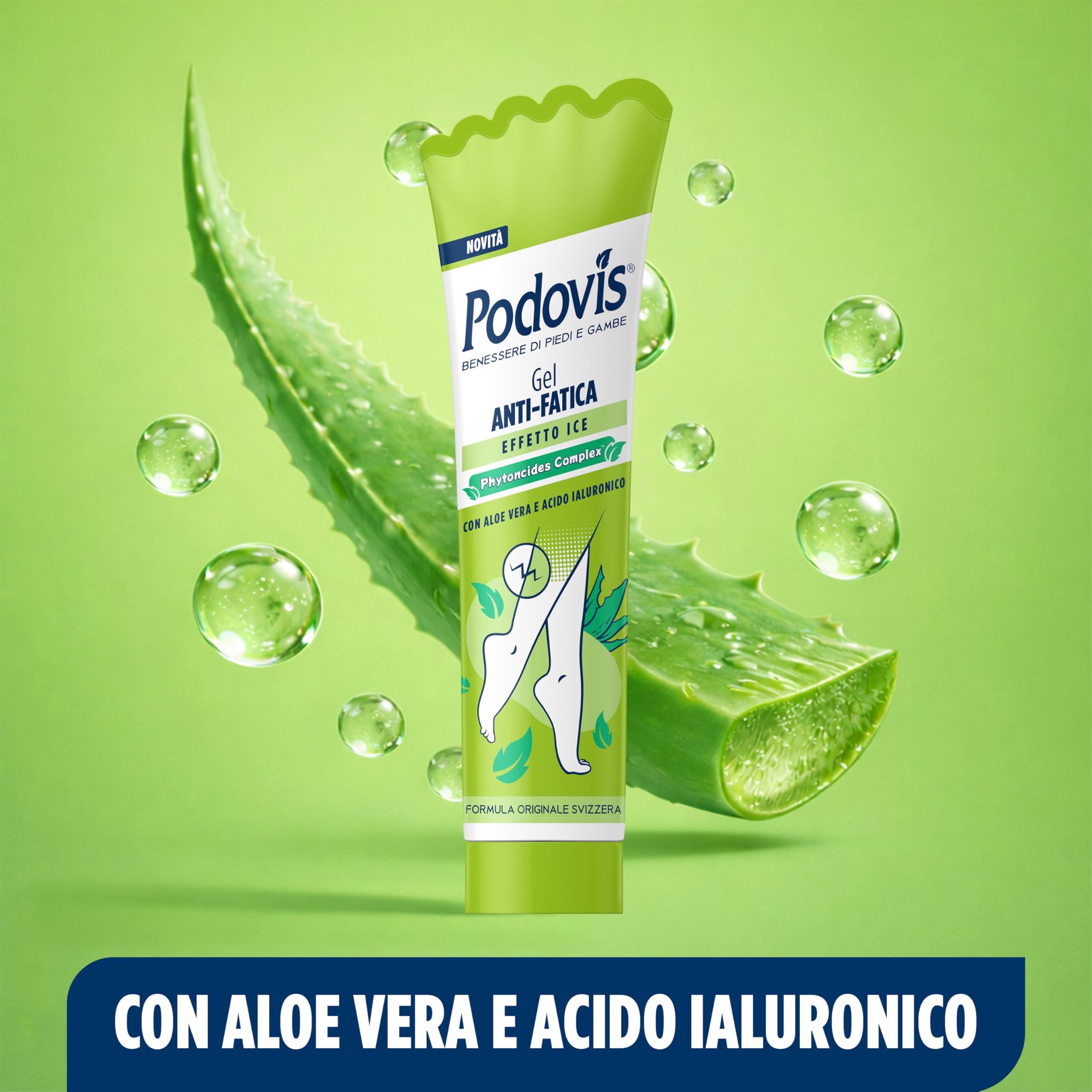 Podovis, Gel Antifatica - “Effetto Ice” Rinfrescante e Defaticante, Crema Gambe Stanche, Sollievo Immediato, Pelle Morbida ed Idratata, Elimina la Sensazione di Pesantezza e Affaticamento, 150 ml