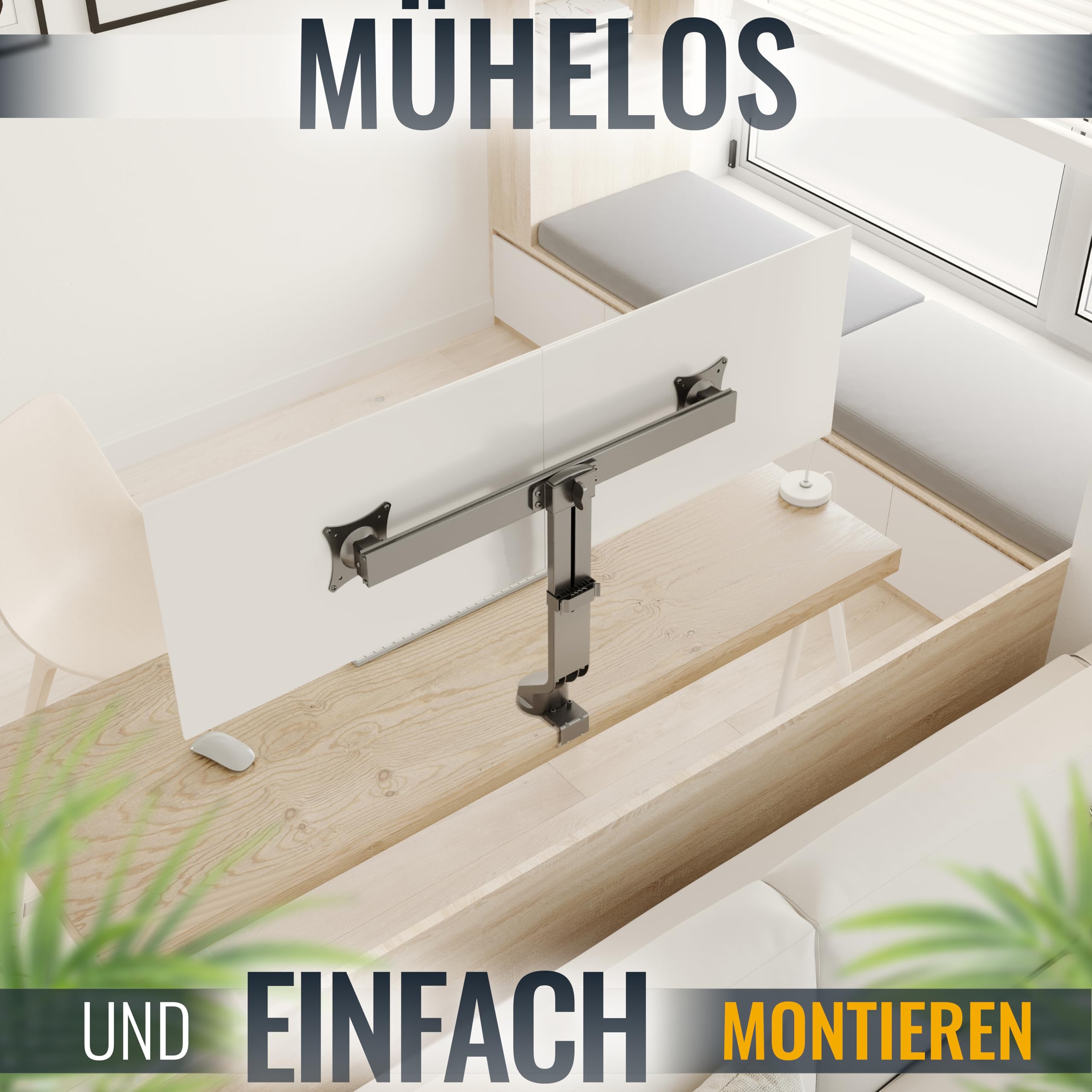 RICOO Monitor Halterung 2 Monitore Bildschirmhalterung ergonomische Dual Monitor-Arm Monitorhalterung Ständer Arme für 13-27 Zoll Bildschirm TS3811 Stand Tischhalterung Monitor-Halter