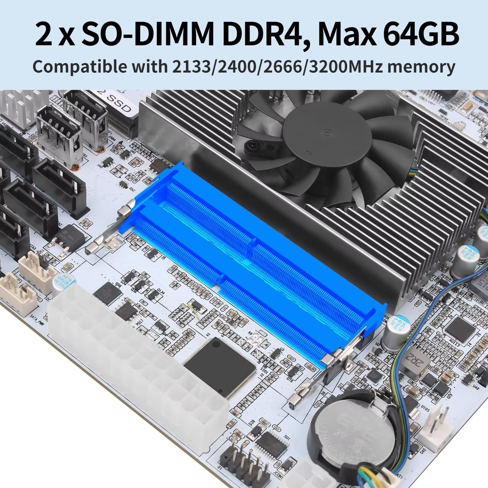 NAS Motherboard 8 Bay i5 8265U, 2 x DDR4 SODIMM Barebone, 2 x NVMe Slot, 6 x SATA 3.0, 2 x i226V 2.5GbE Lan, 1 x PCIe x4 Slot, 6USB Port, 17 x 17 CM Mini ITX PC Mainboard, HD+DP, TF Card Slot