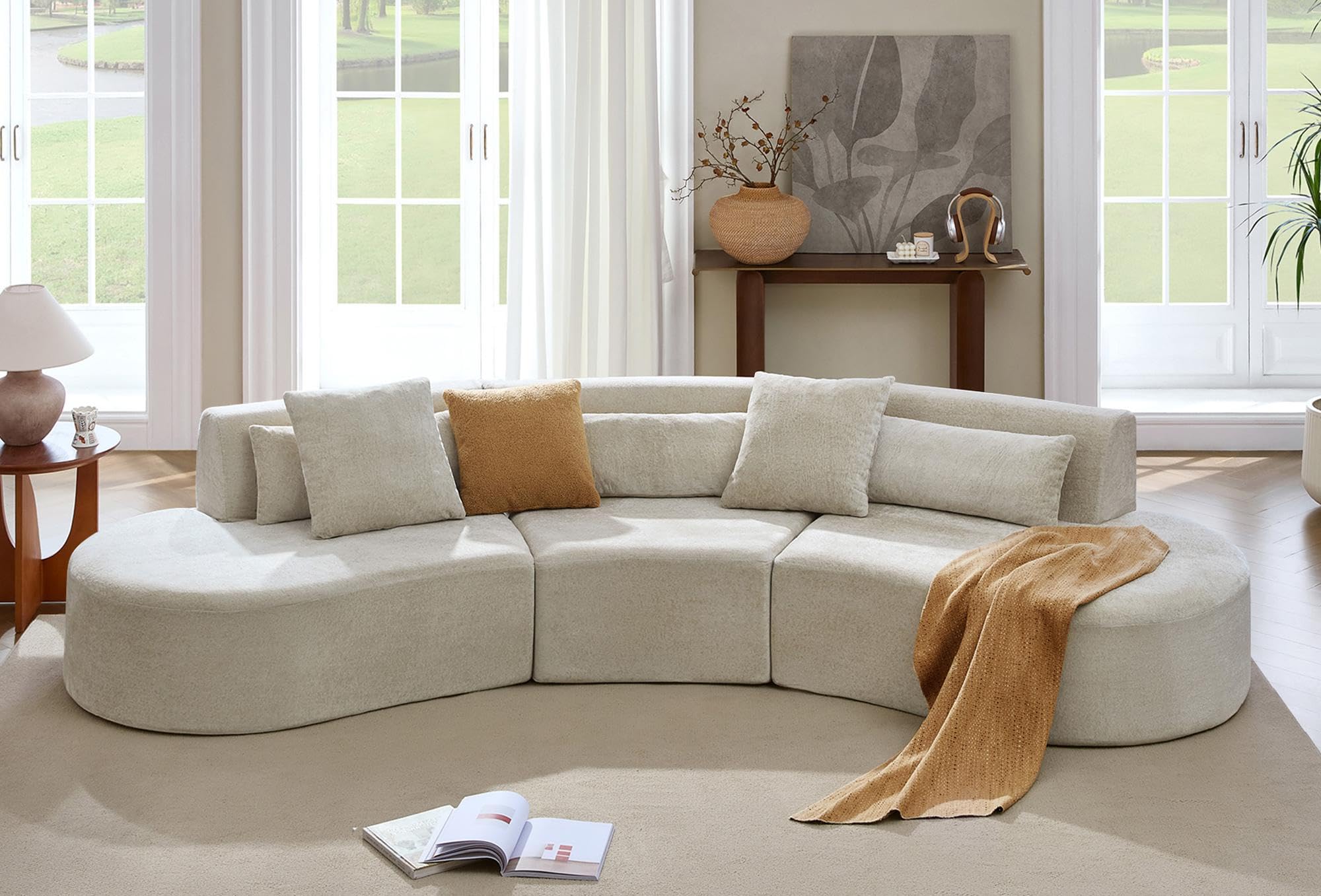 Amazon.com: CHITA Curved Sectional Sofa with Lumbar Pillows
