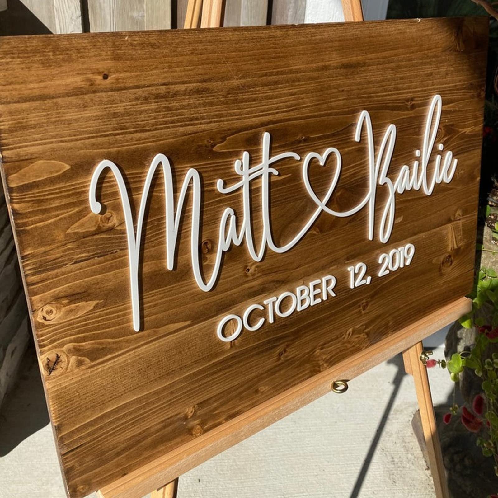 Panneau de bienvenue en bois pour mariages rustiques format 45 x 60 cm
