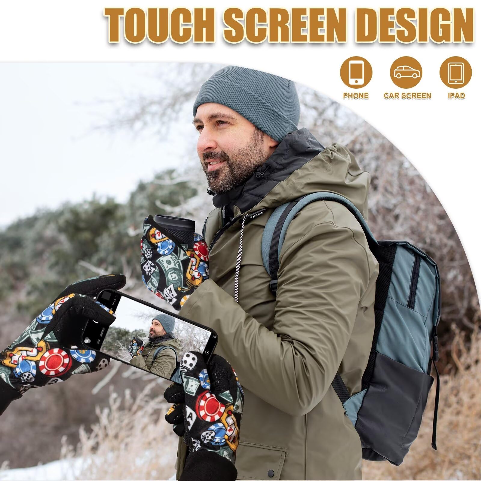 Pixel Panda Winter Gloves for Men Women Touch Screen for Running Cycling?Black-M?