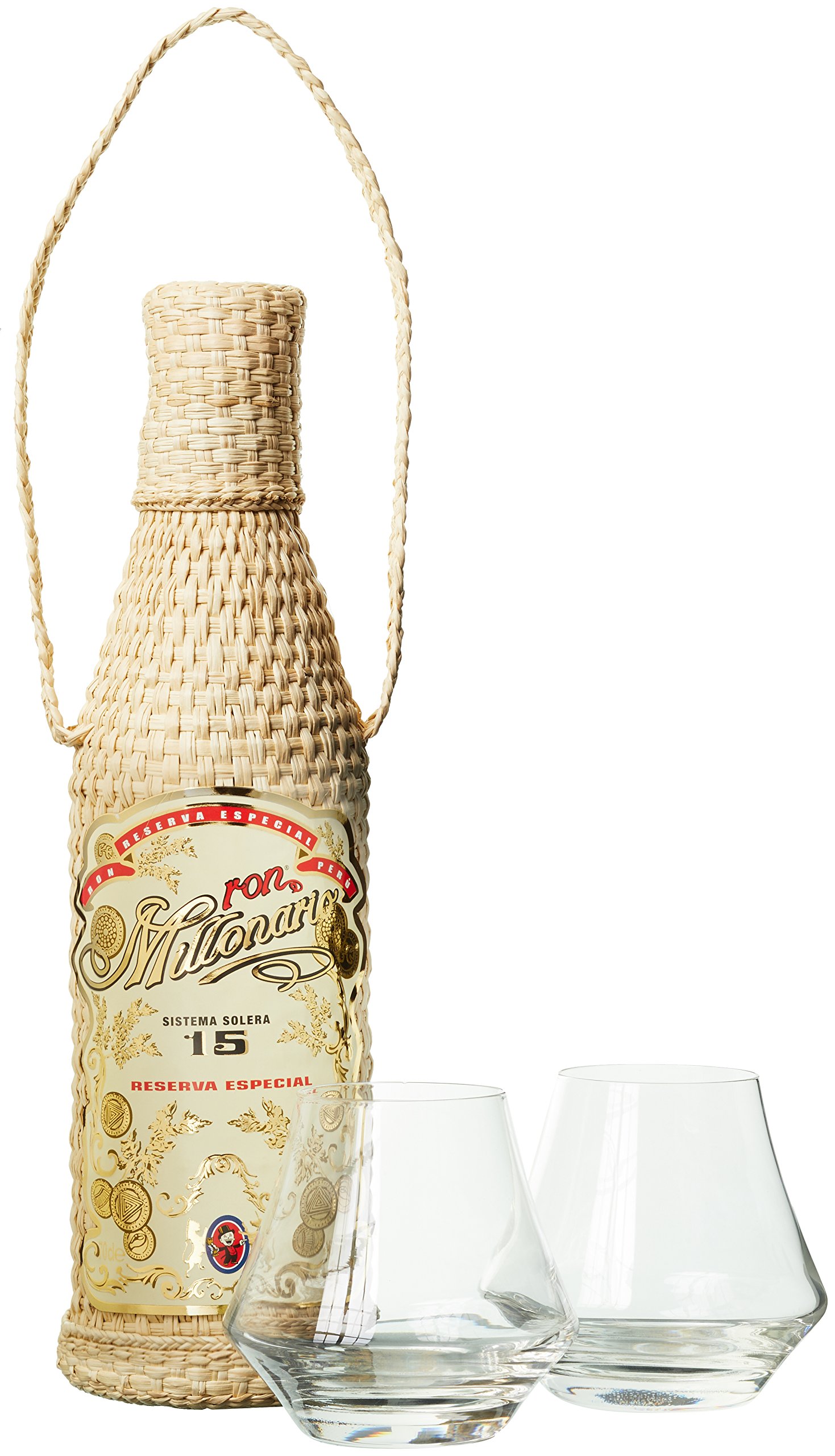 Millonario Solera Reserva Especial 15 Anos mit Geschenkverpackung mit 2 Gläsern Rum (1 x 0.7 l)