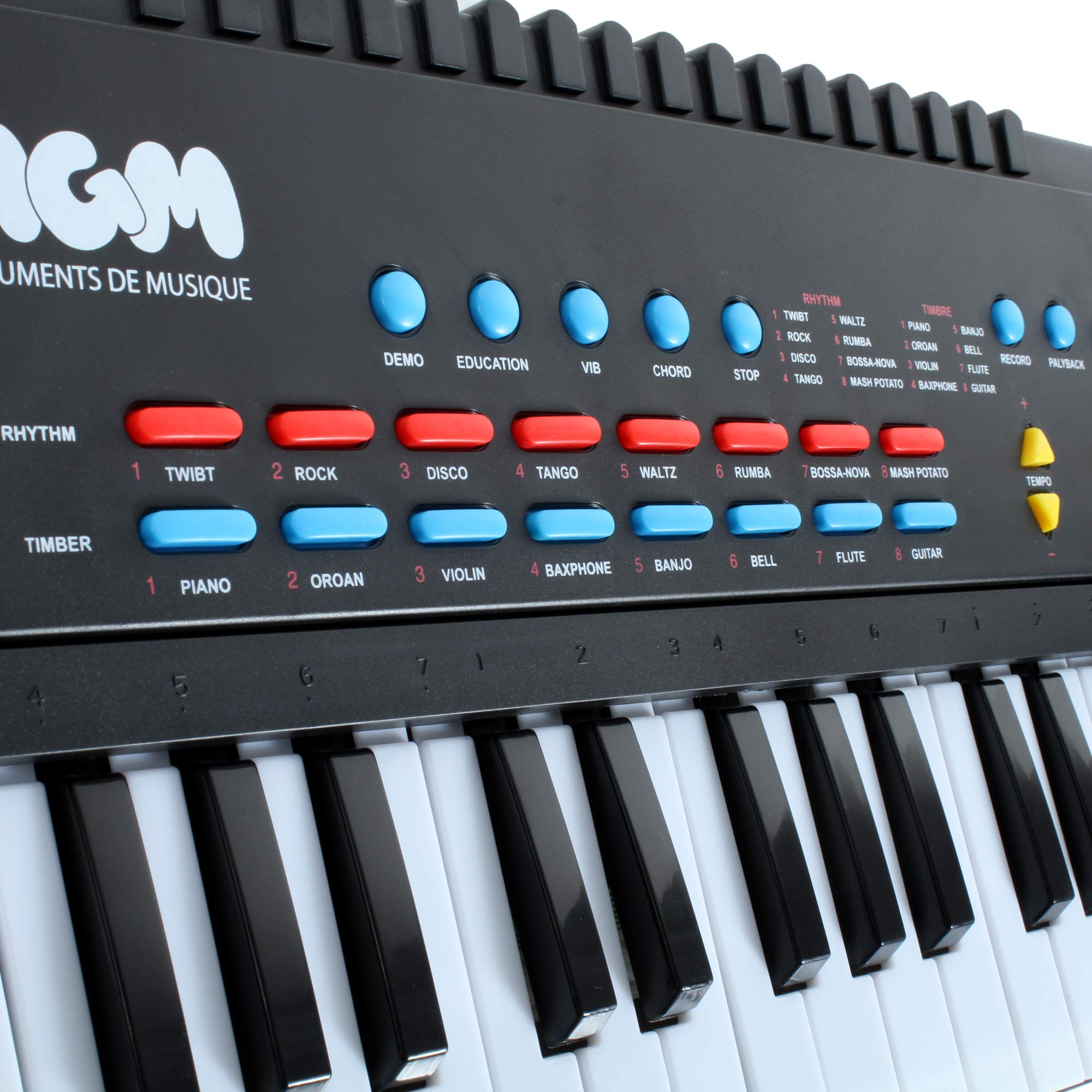WS - Synthétiseur - 37 Touches - Initiation - 610609 - 63 cm - Noir - Idéal pour Les Débutants - Musique - Instrument - Izzy - Piano - Musicien Amateurs -Cable USB Inclus - Micro