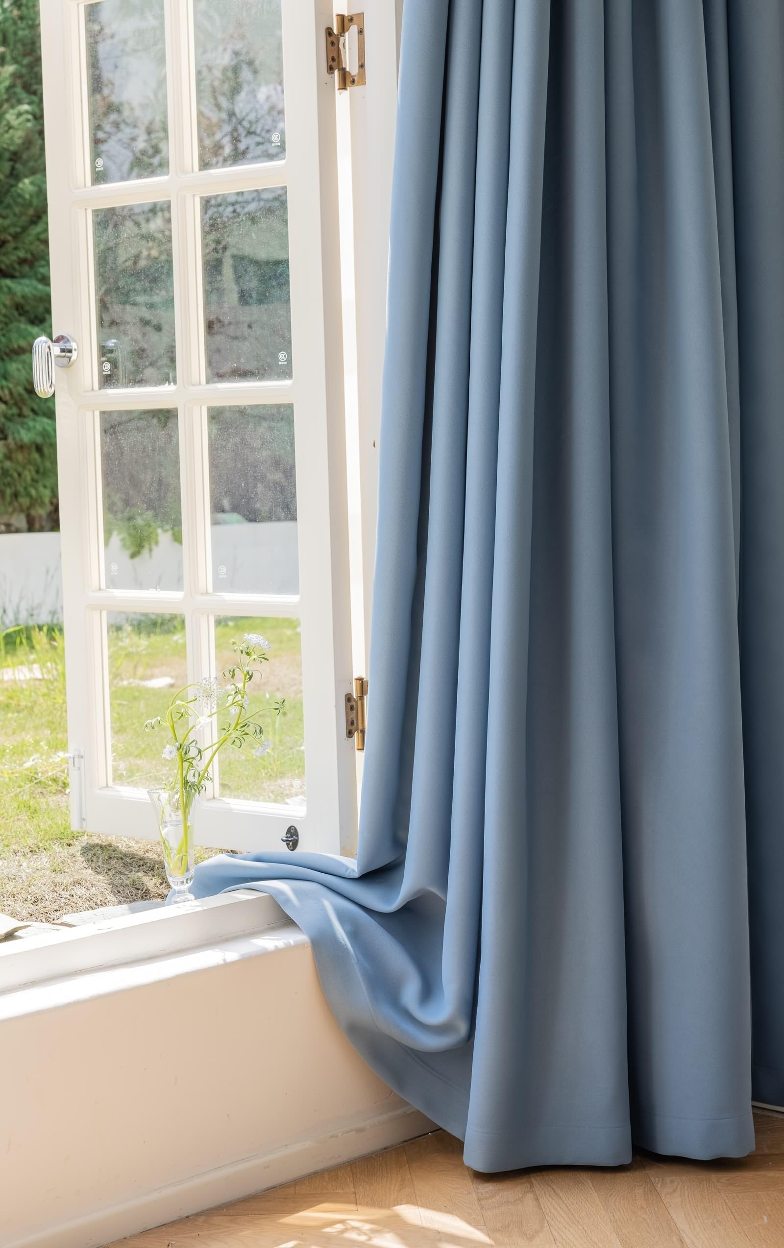 Wycian Tenda oscurante finestra blu 2 pezzi ciniglia tinta unita H138 X B132cm per camera da letto