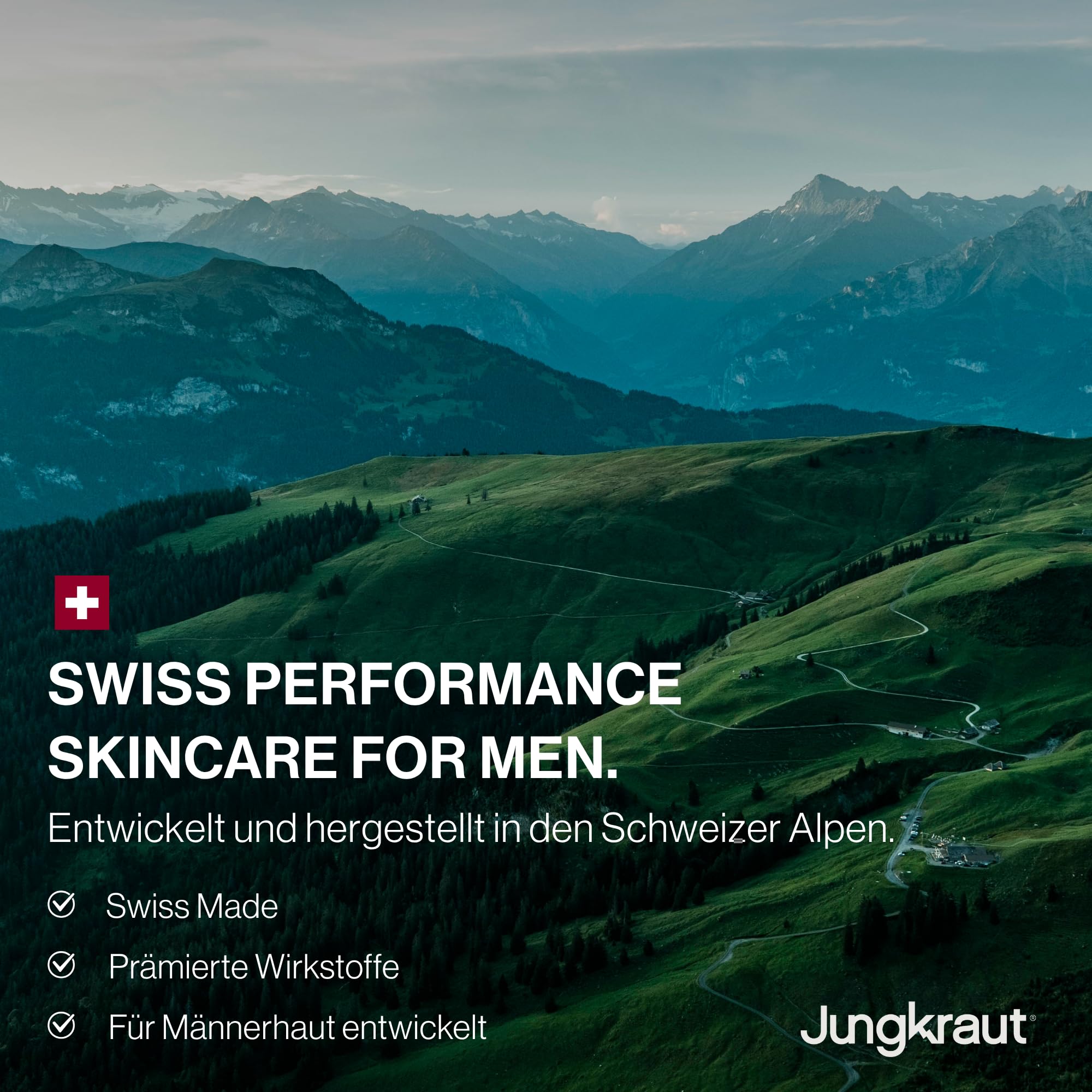 Gesichtspflegeset für Männer, Schnelle Gesichtspflege mit Reinigungsgel, Feuchtigkeitscreme und Serum, spendet Feuchtigkeit, gegen fettige Haut, Anti-Aging Effekt, natürlich, aus der Schweiz