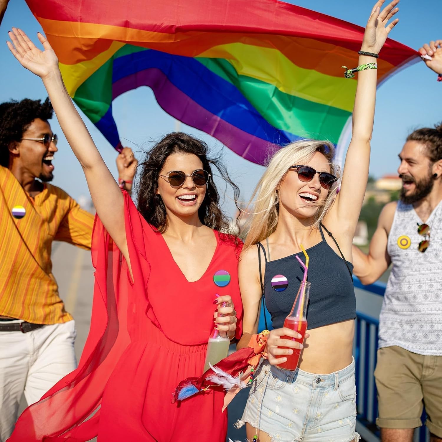 SEPGLITTER Rainbow LGBT Pins - 54pcs Pride Day Buttons & Brooch Pins for Pride Parades & Parties - Image 6