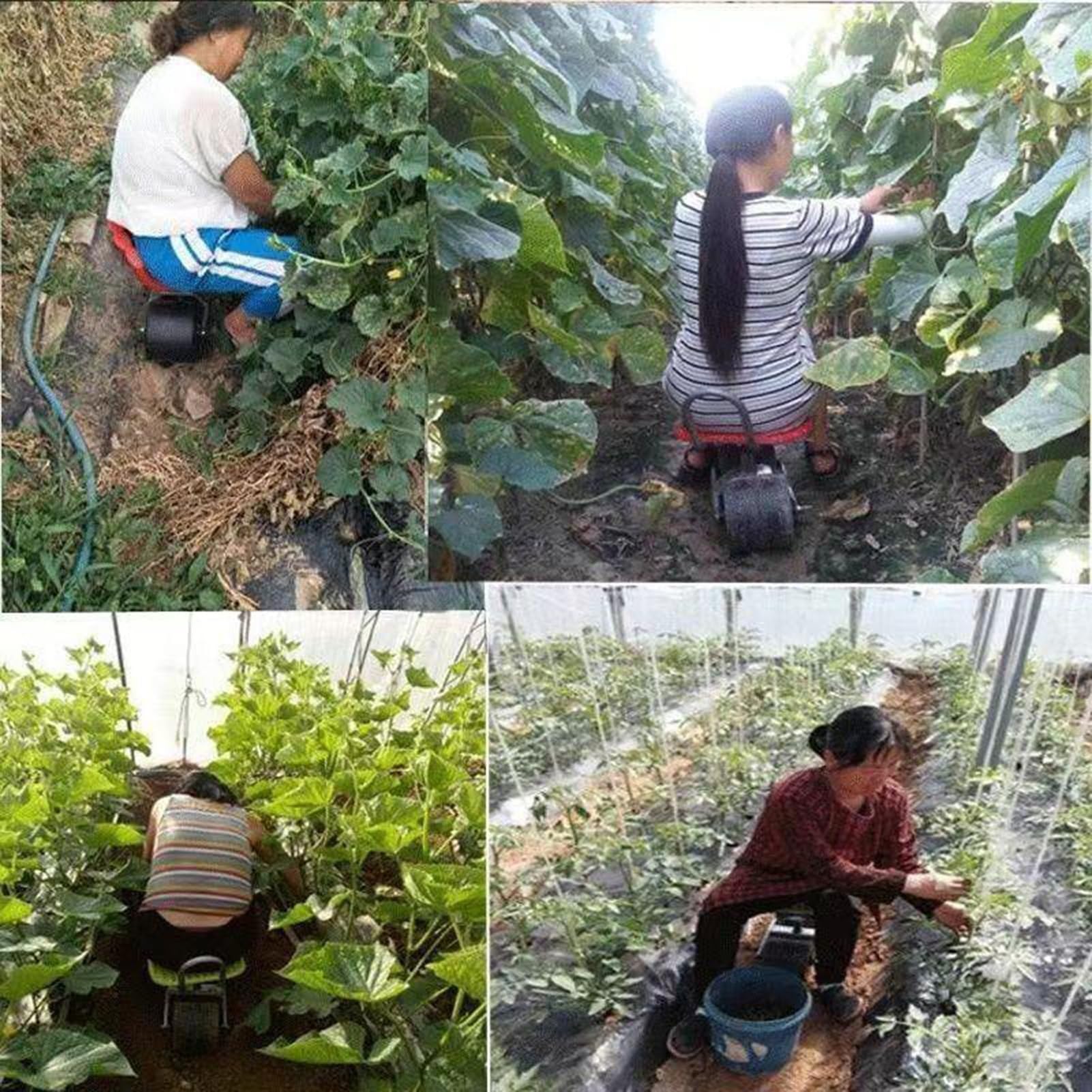 Seggiolino da lavoro regolabile con ruote girevoli a 360°, carrello portatile per lavori in cortile, sedile da lavoro (nero)