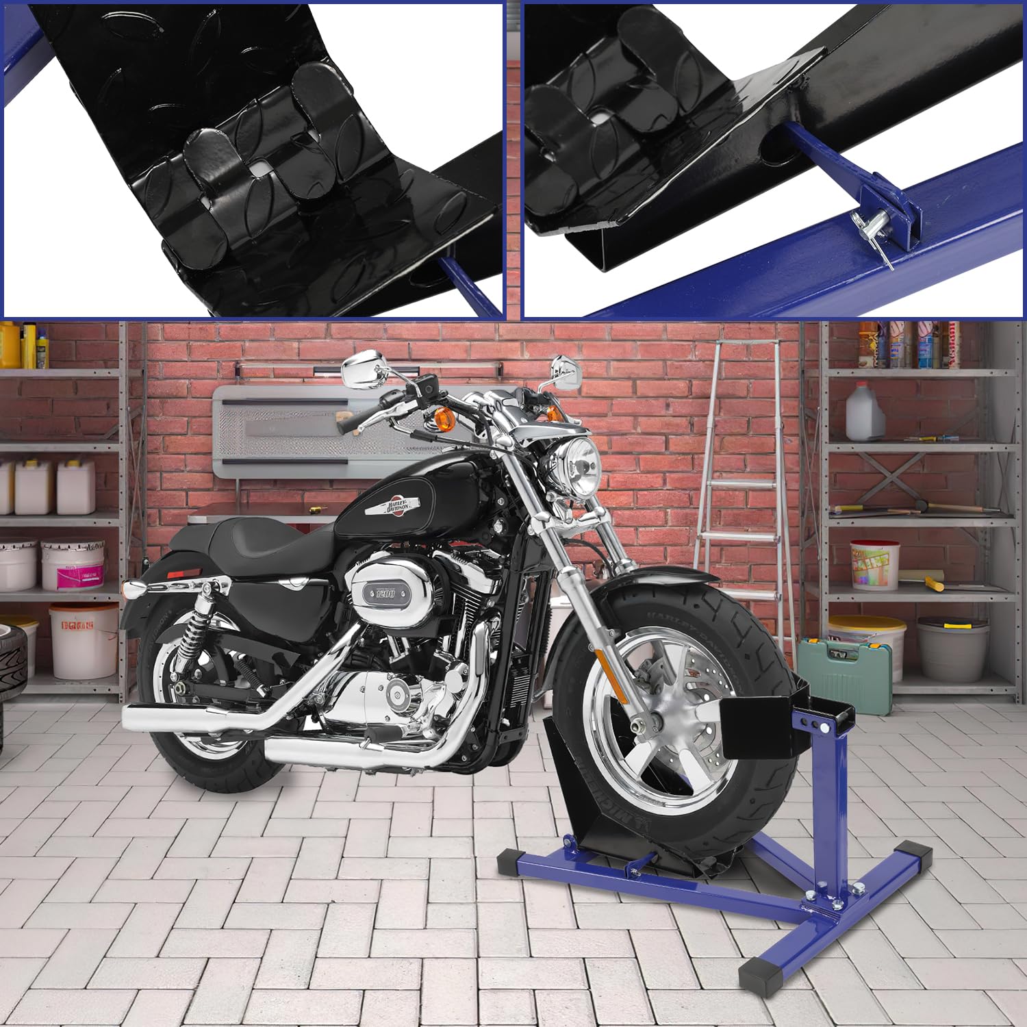 Motorradwippe, Motorradständer vorne für 17-21" und 60-160 mm Reifen, Motorrad ständer aus Stahl, Rutschfest Einstellbar Transportständer Vorderradhebeständer für Vorderreifen