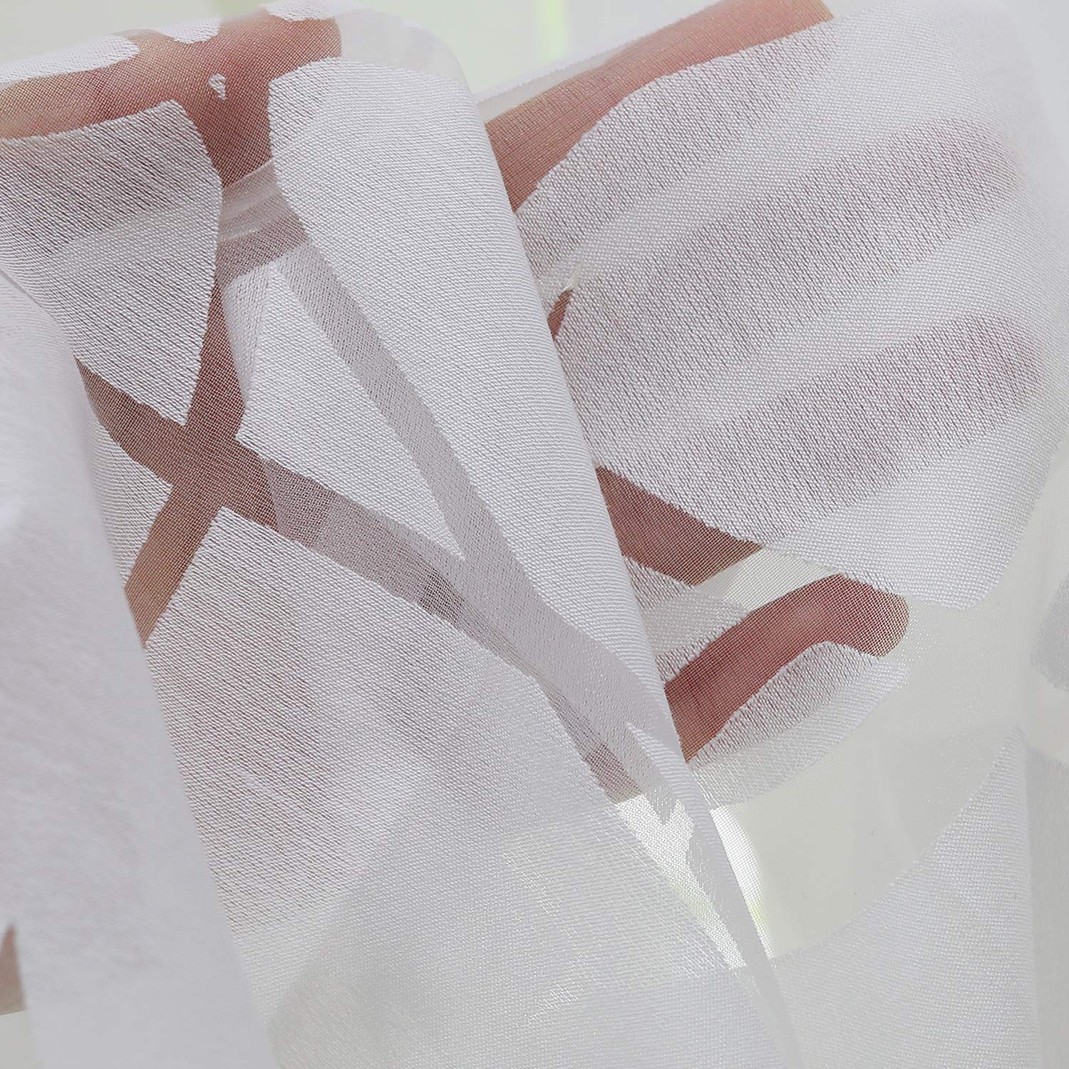 ESLIR Tenda Con Occhielli Motivo Rami Bianco 140x145 Cm – Tessuto Semitrasparente In Viscosa E Poliestere