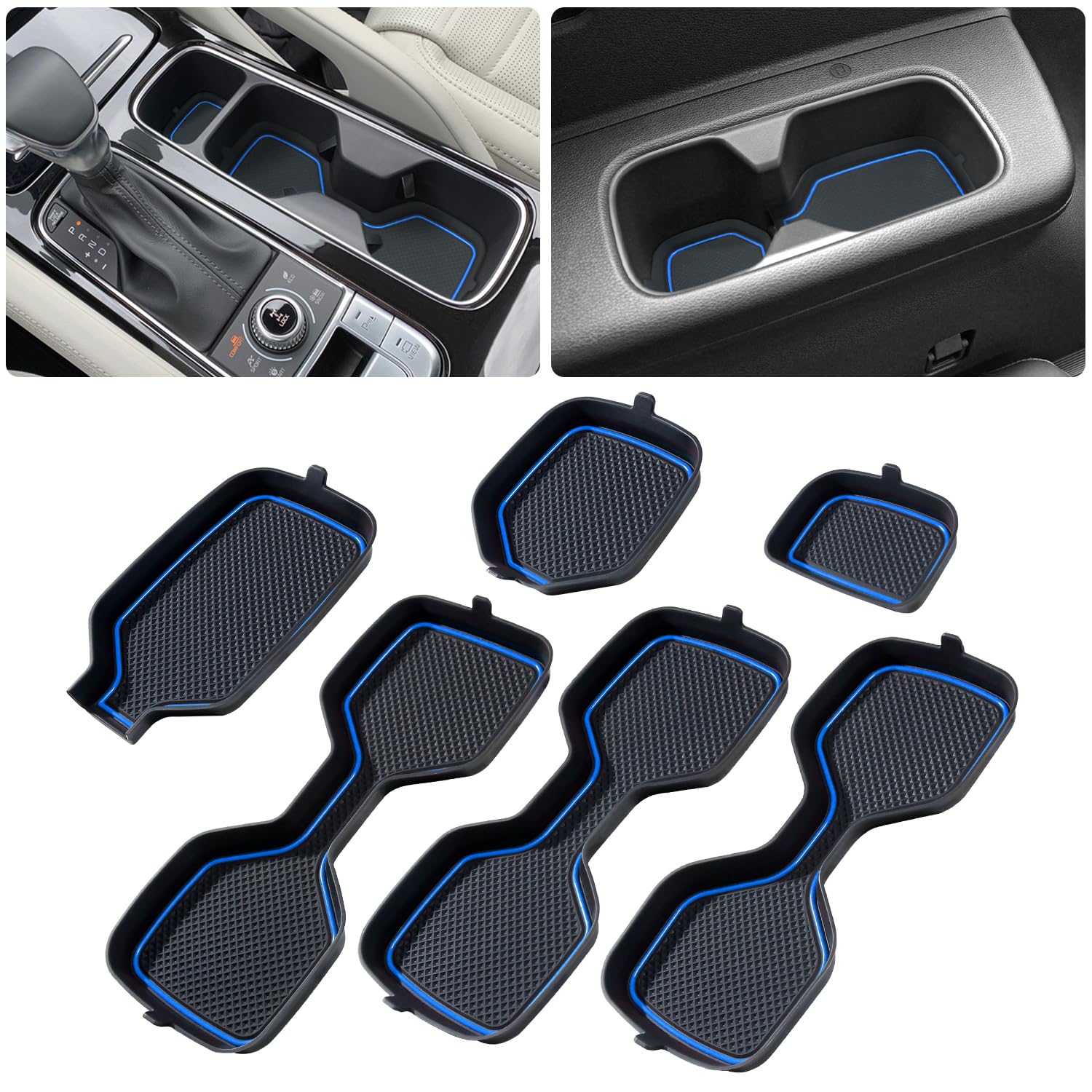 Cup Holder Coaster for Kia Telluride Accessories 2020 2021 2022 2023 2024 2025 Silicone Cup Holder Insert Mat Non-Slip Center Console Pad Car Interior