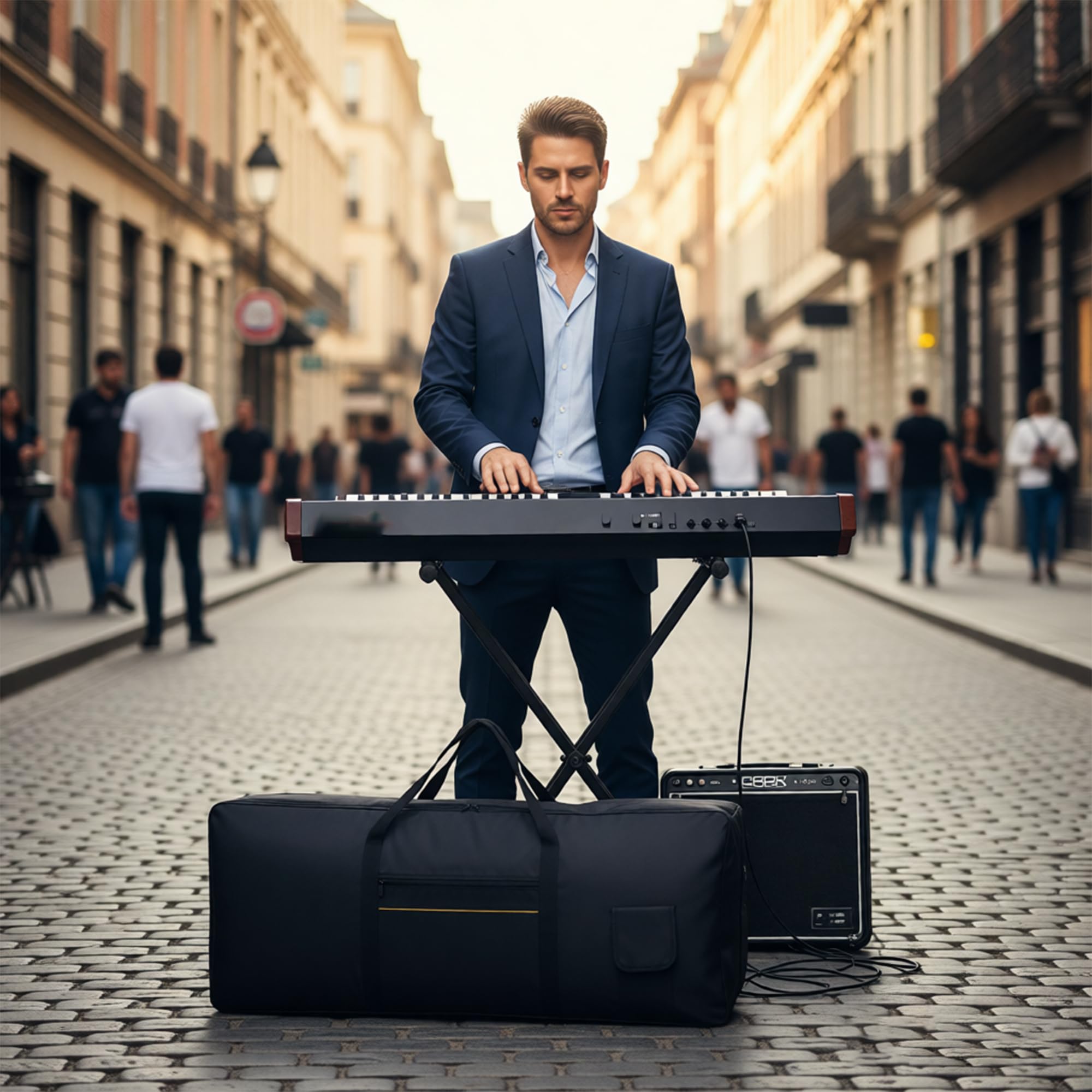 Housse De Clavier 88 Touches Sac De Clavier Piano Electrique Couverture De Clavier Anti-Poussière en Tissu Oxford 420d, Housse De Protection pour Claviers, Noir
