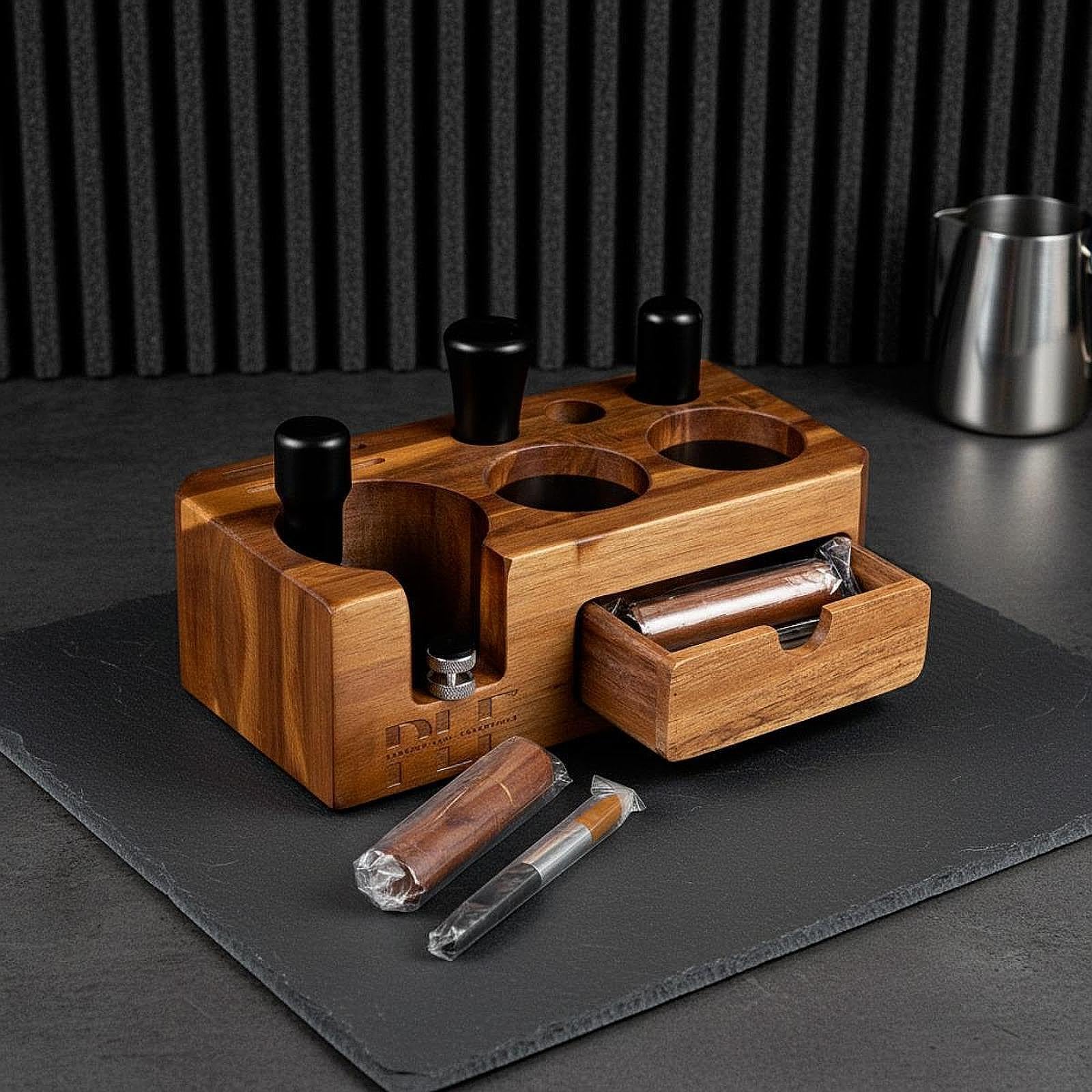 Soporte para Prensador de Café, Alfombrilla de Madera para Prensar, Ideal para Cafeterías Y Cafés.