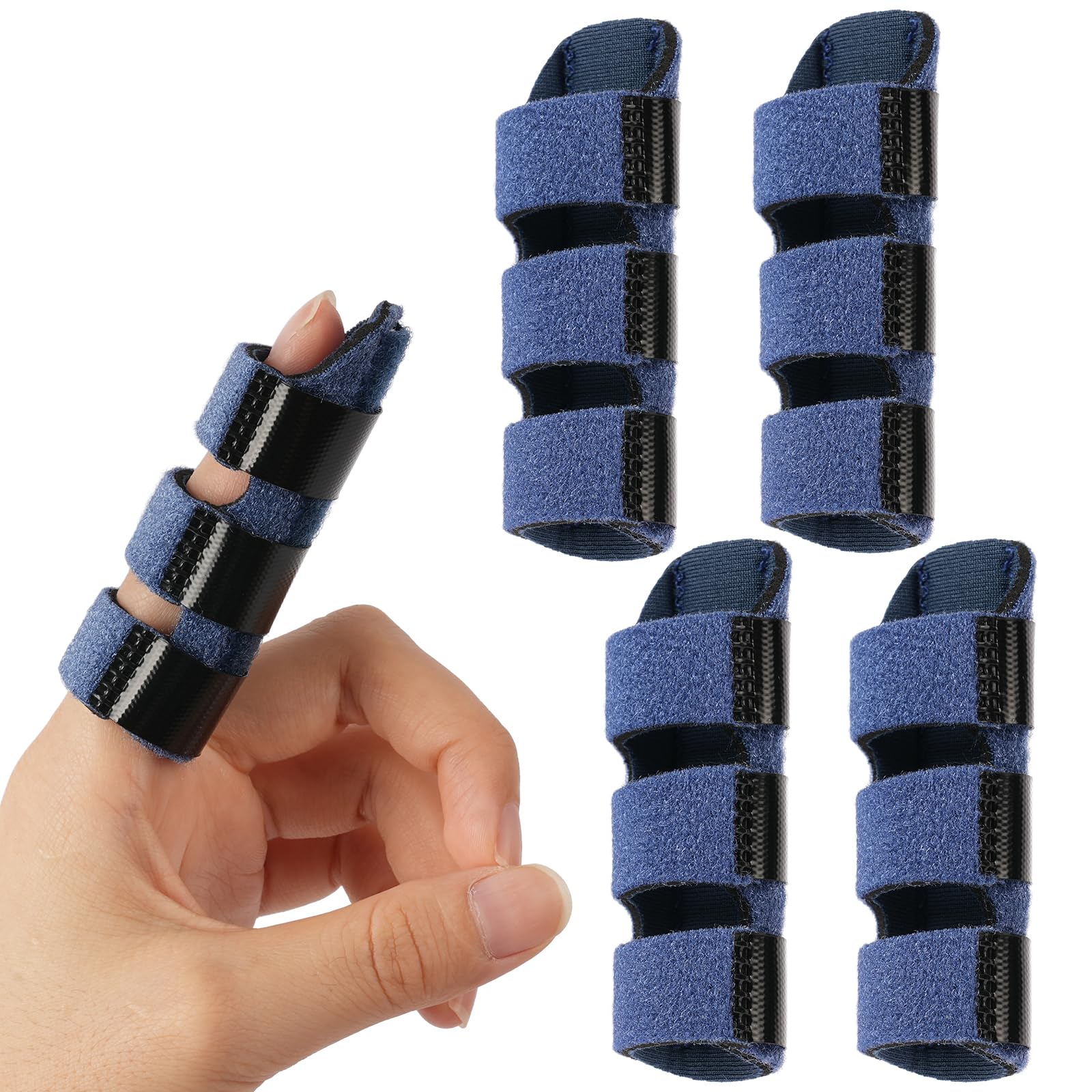 Set di 4 stecche regolabili per dita e 10 manicotti in nylon per alleviare il dolore, stabilizzatore per dita rotte, raddrizzamento, artrite, dita ferite